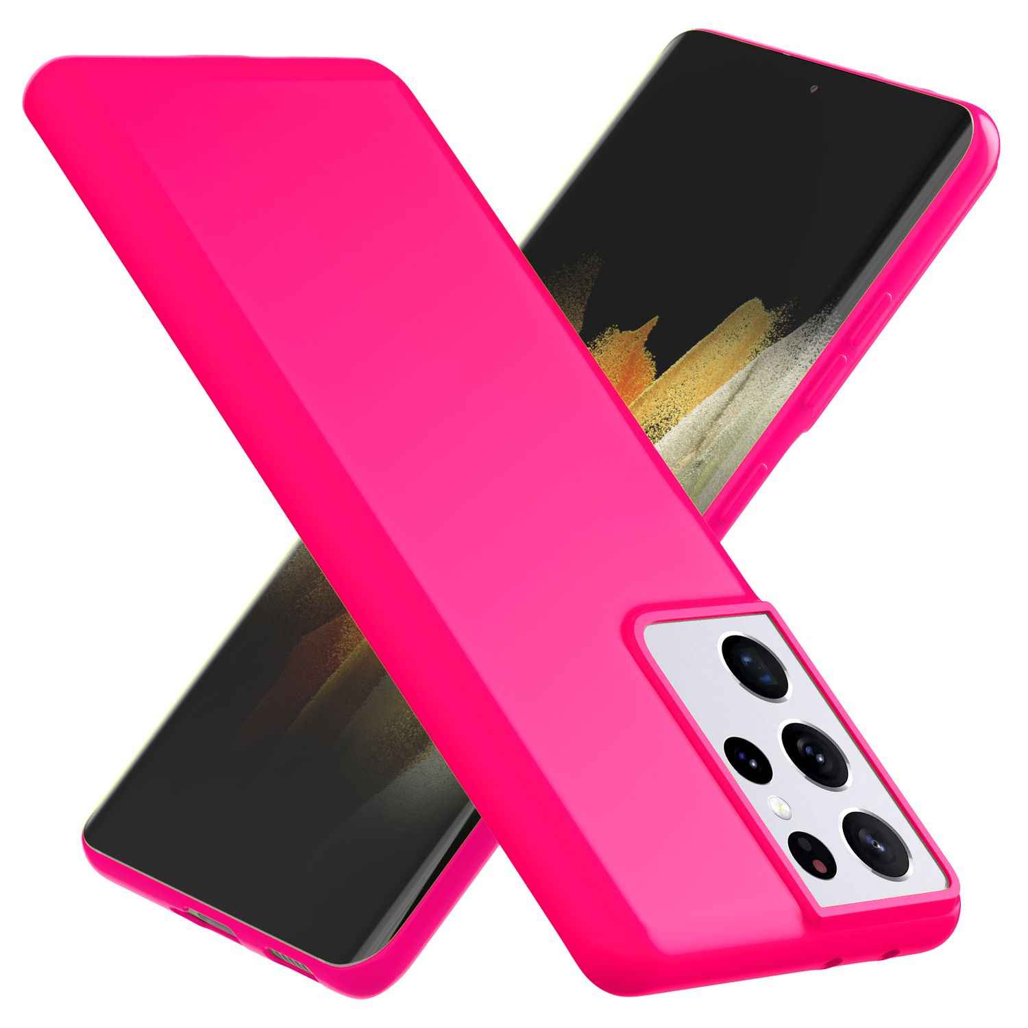 NALIA Neon Handy Hülle für Samsung Galaxy S21 Ultra, Silikon Case Cover Bumper