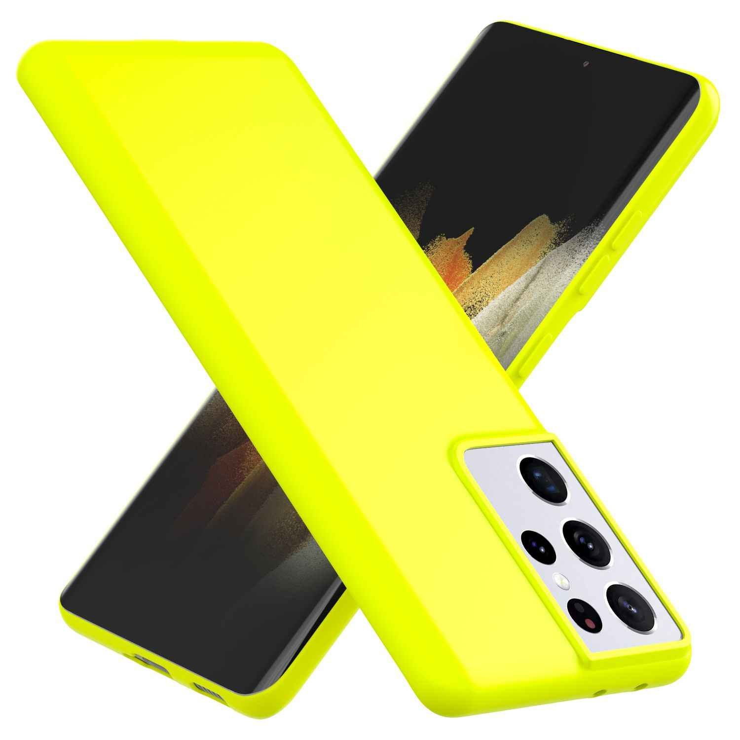 NALIA Neon Handy Hülle für Samsung Galaxy S21 Ultra, Silikon Case Cover Bumper