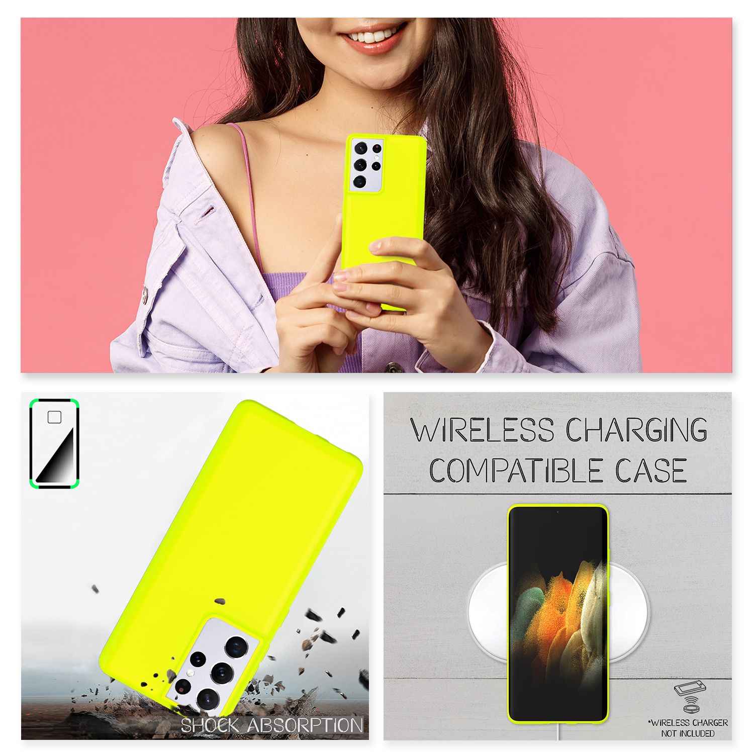 NALIA Neon Handy Hülle für Samsung Galaxy S21 Ultra, Silikon Case Cover Bumper