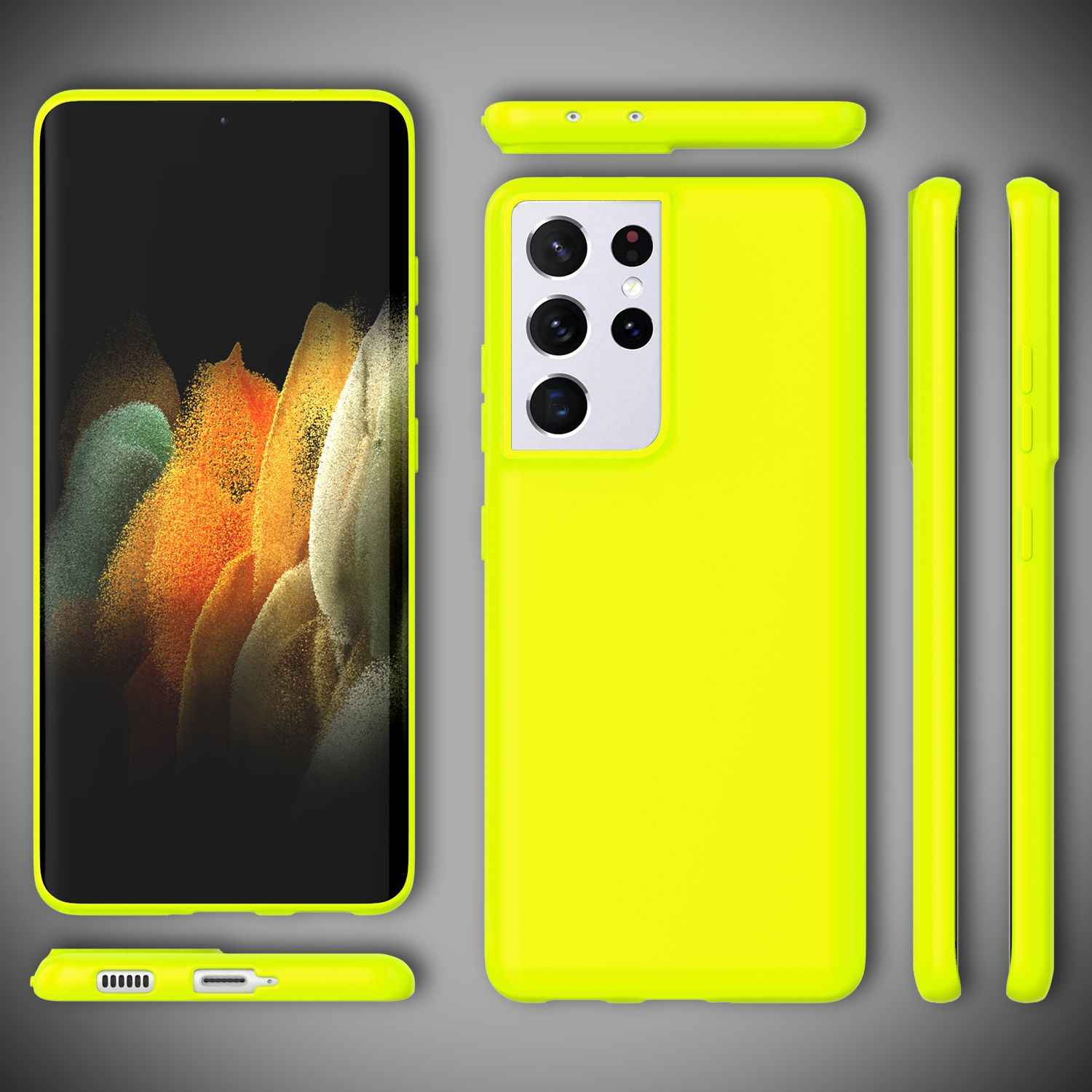 NALIA Neon Handy Hülle für Samsung Galaxy S21 Ultra, Silikon Case Cover Bumper
