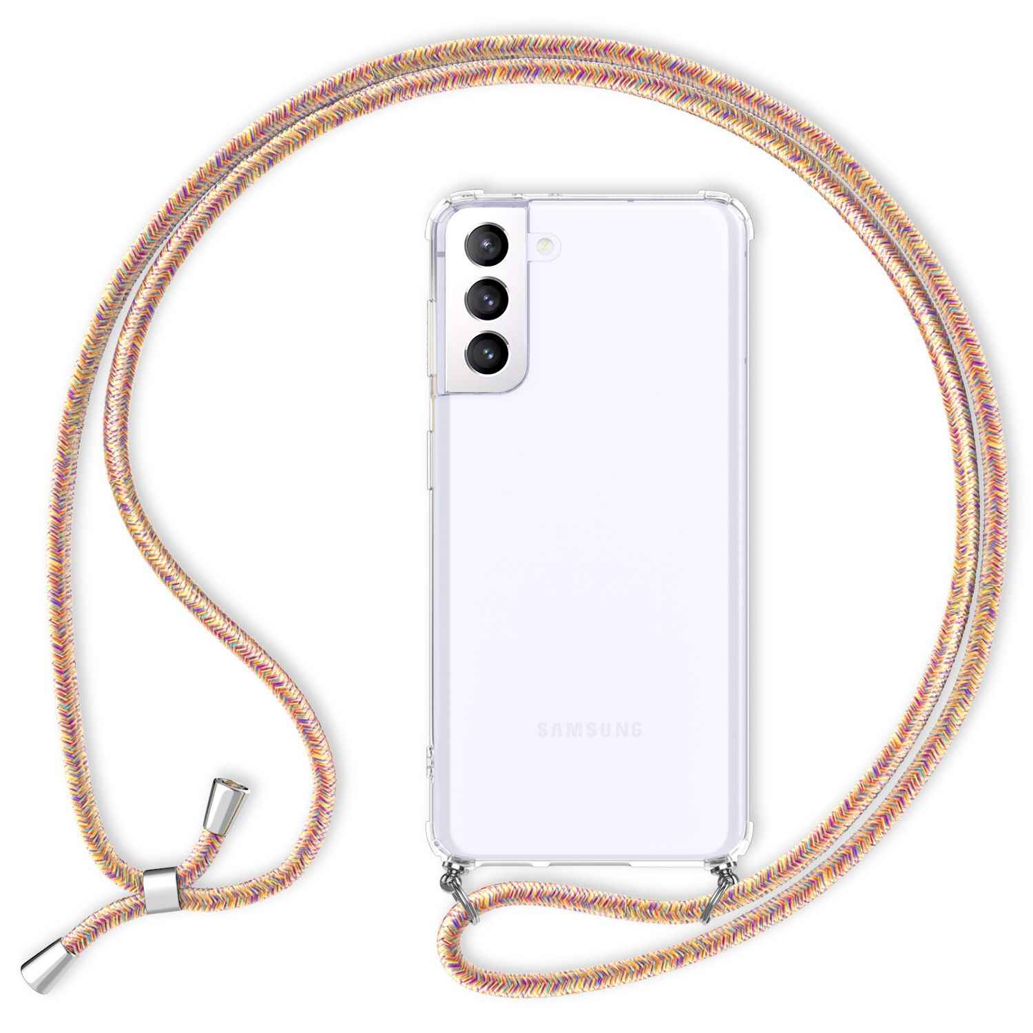NALIA Klare Handy Hülle mit Kette für Samsung Galaxy S21 Plus, Band Case Cover