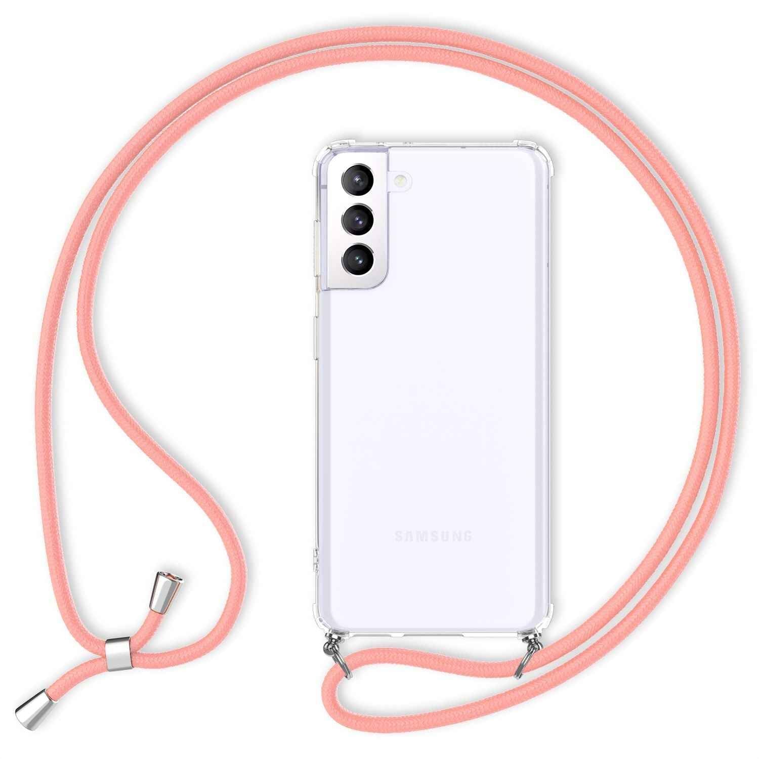 NALIA Klare Handy Hülle mit Kette für Samsung Galaxy S21 Plus, Band Case Cover