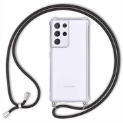 NALIA Klare Handy Hülle mit Kette für Samsung Galaxy S21 Ultra, Band Case Cover