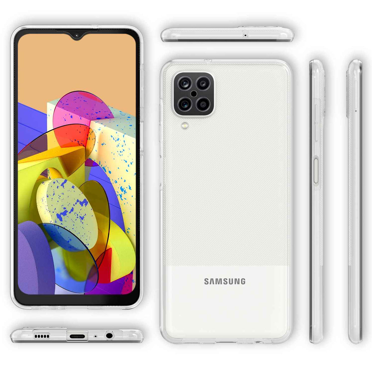 NALIA Klare 360° Handy Hülle für Samsung Galaxy A12, Full Cover Schutz Hard Case