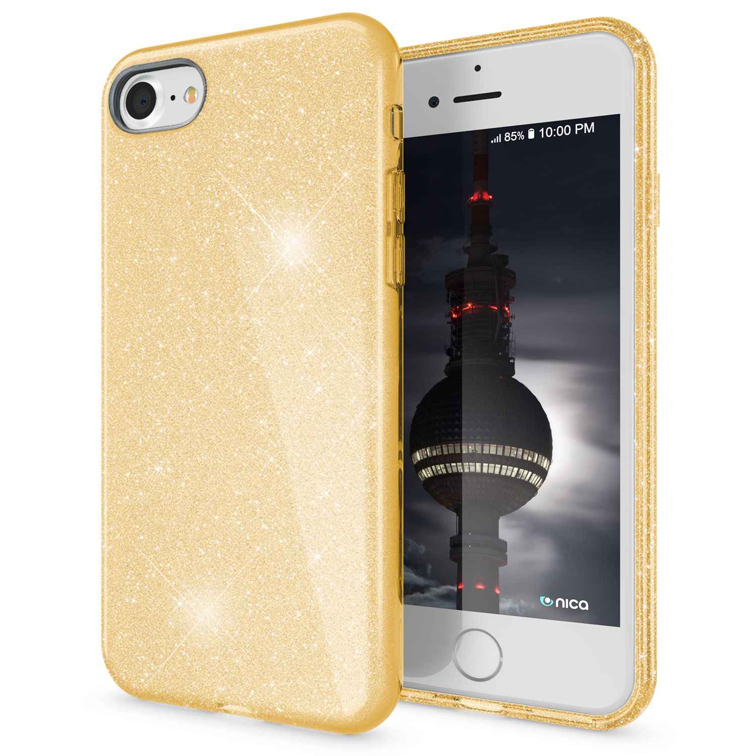 NALIA iPhone SE 2022 / SE 2020 / iP 8 / iP 7 - Glitzer Hülle Bling Case Handy