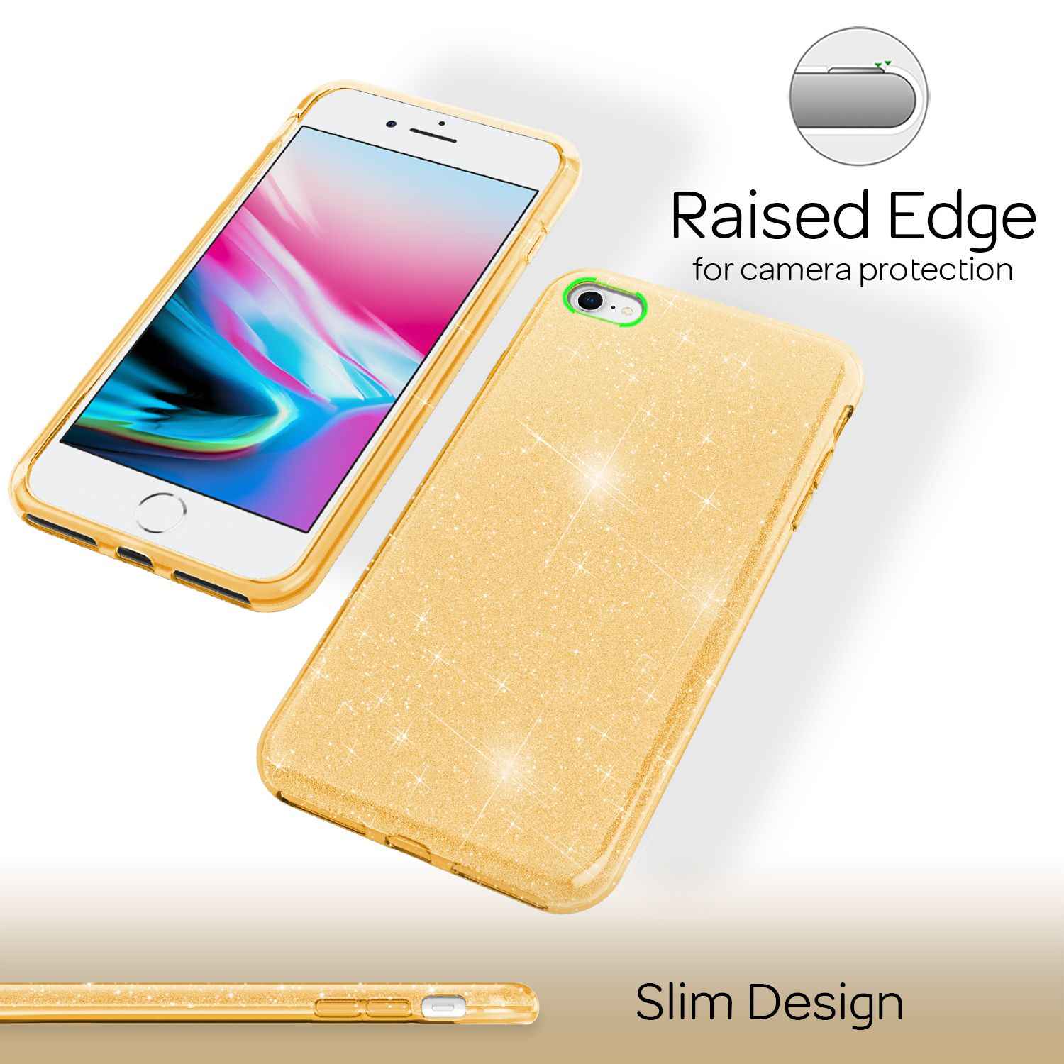 NALIA iPhone SE 2022 / SE 2020 / iP 8 / iP 7 - Glitzer Hülle Bling Case Handy