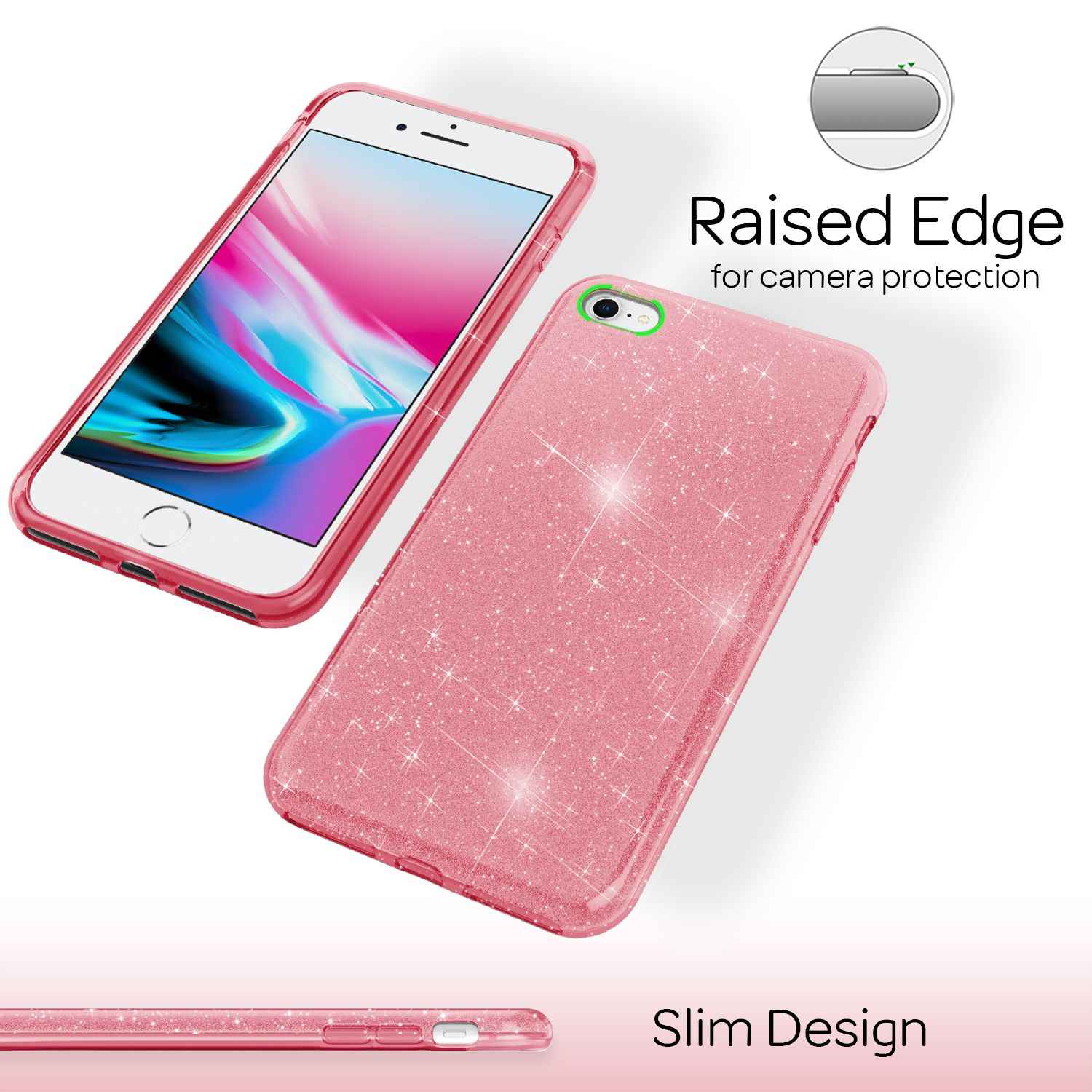 NALIA iPhone SE 2022 / SE 2020 / iP 8 / iP 7 - Glitzer Hülle Bling Case Handy