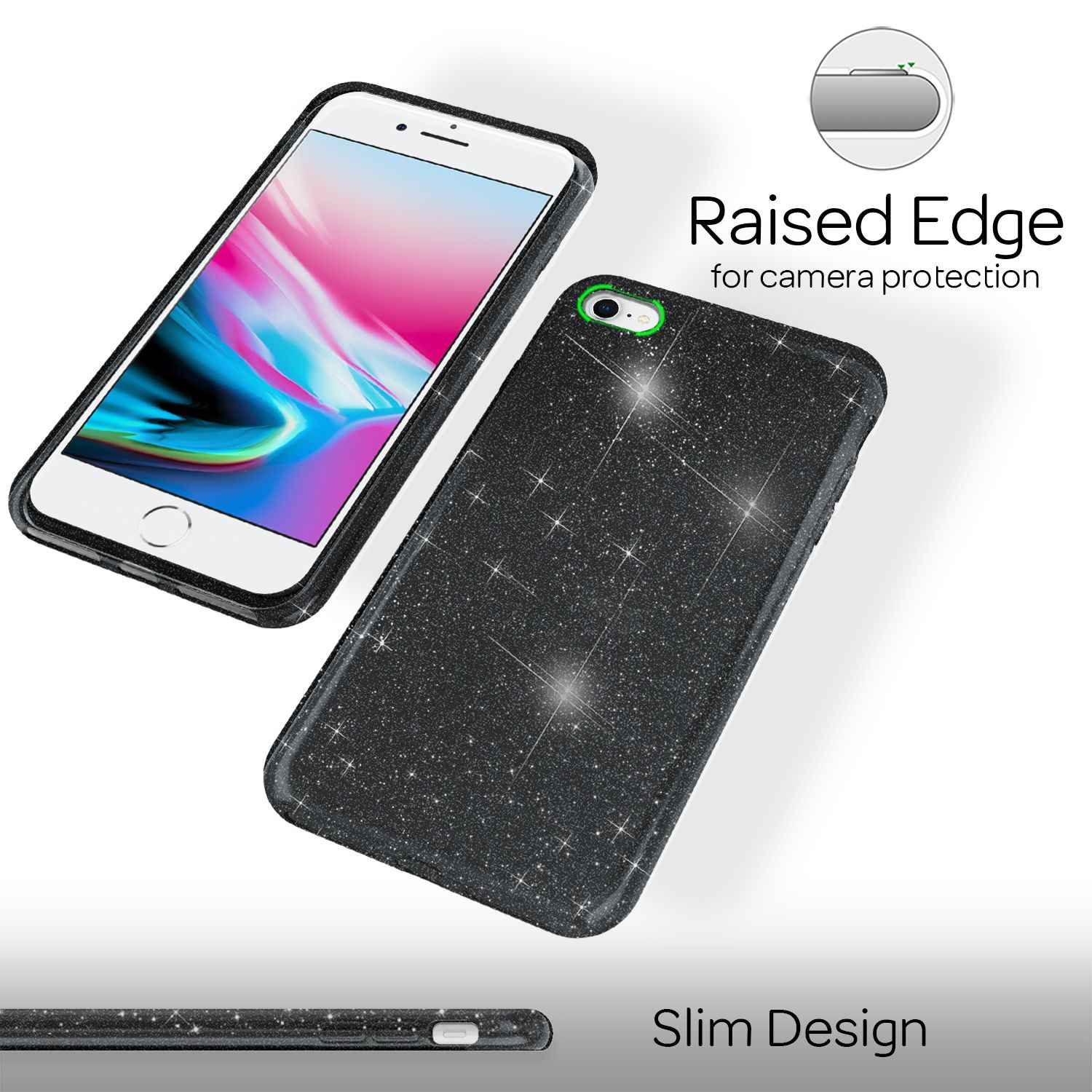 NALIA iPhone SE 2022 / SE 2020 / iP 8 / iP 7 - Glitzer Hülle Bling Case Handy
