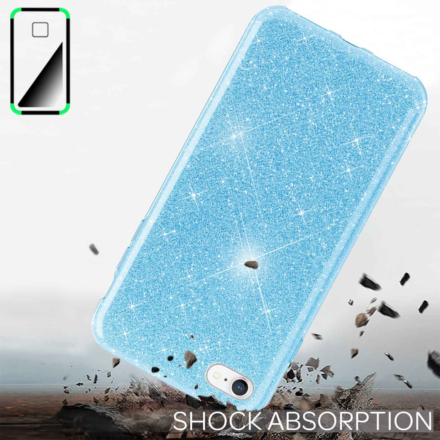 NALIA iPhone SE 2022 / SE 2020 / iP 8 / iP 7 - Glitzer Hülle Bling Case Handy