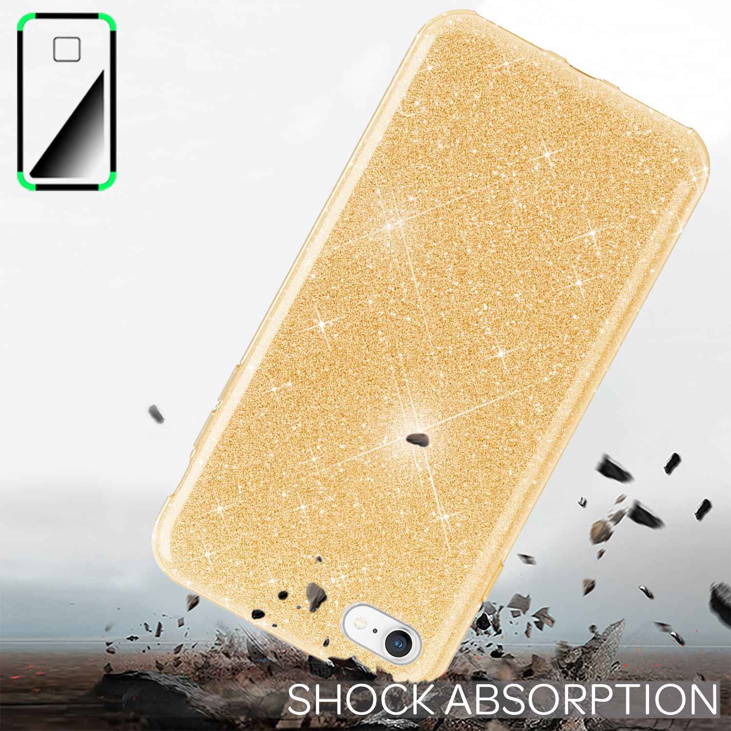 NALIA iPhone SE 2022 / SE 2020 / iP 8 / iP 7 - Glitzer Hülle Bling Case Handy
