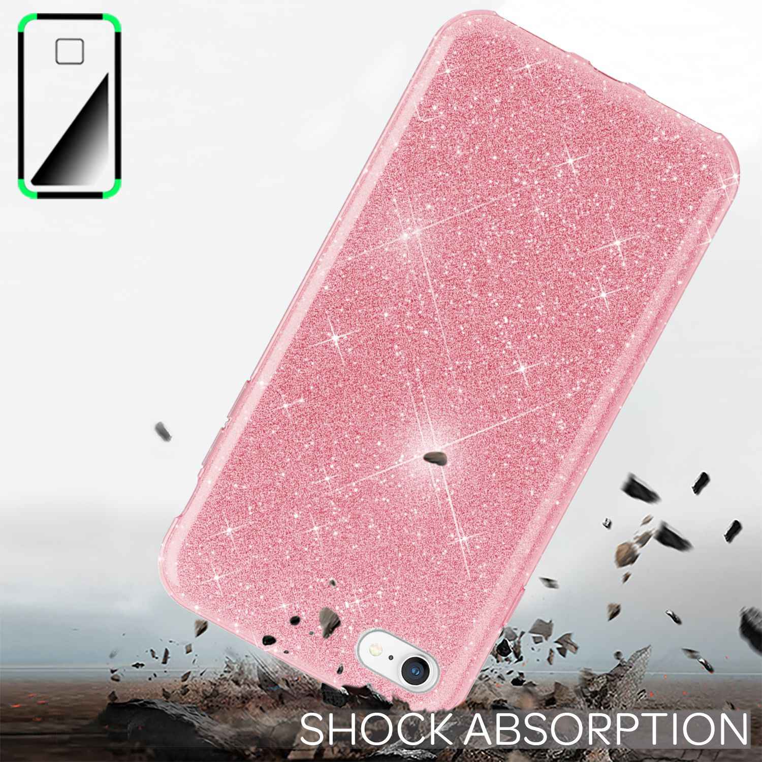 NALIA iPhone SE 2022 / SE 2020 / iP 8 / iP 7 - Glitzer Hülle Bling Case Handy