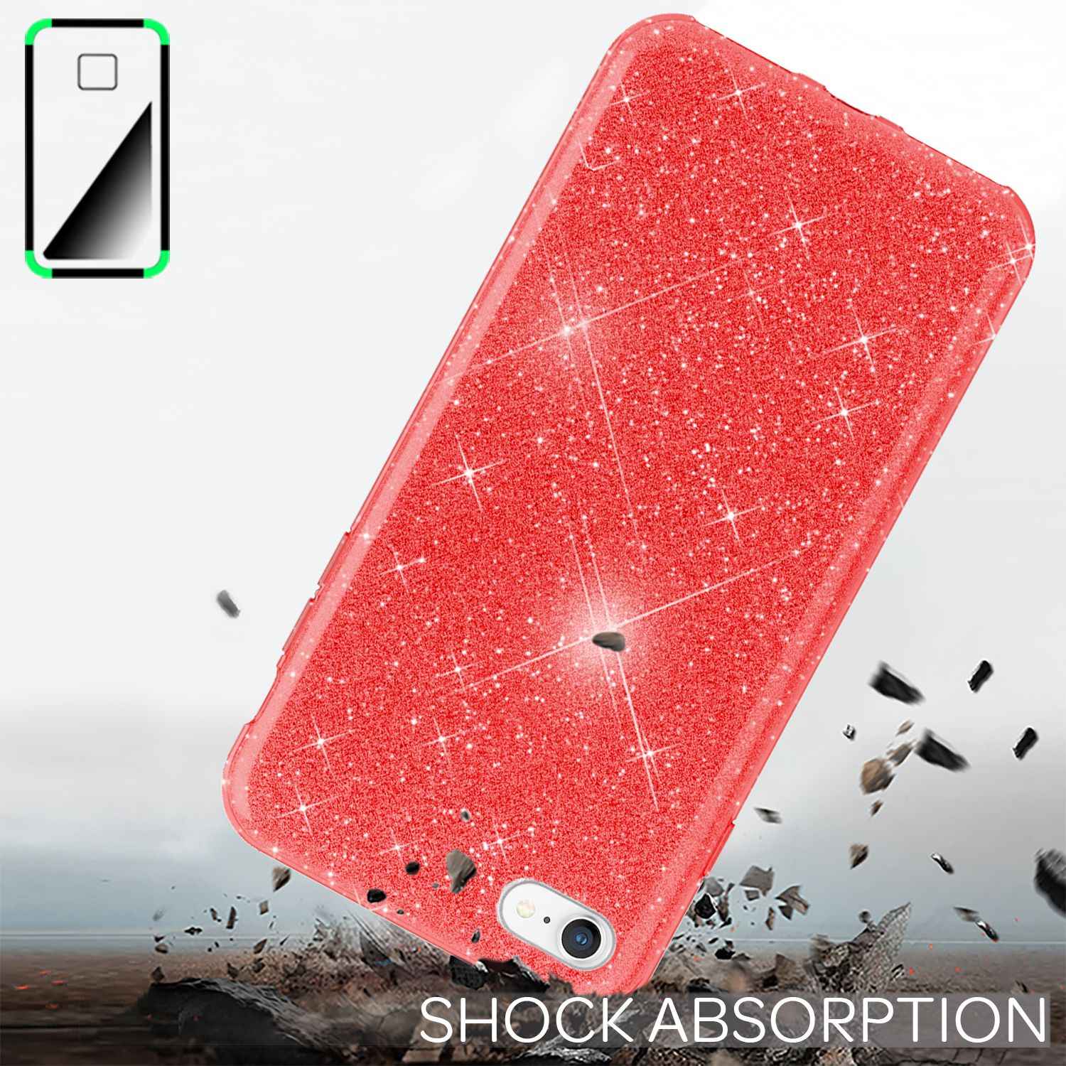 NALIA iPhone SE 2022 / SE 2020 / iP 8 / iP 7 - Glitzer Hülle Bling Case Handy