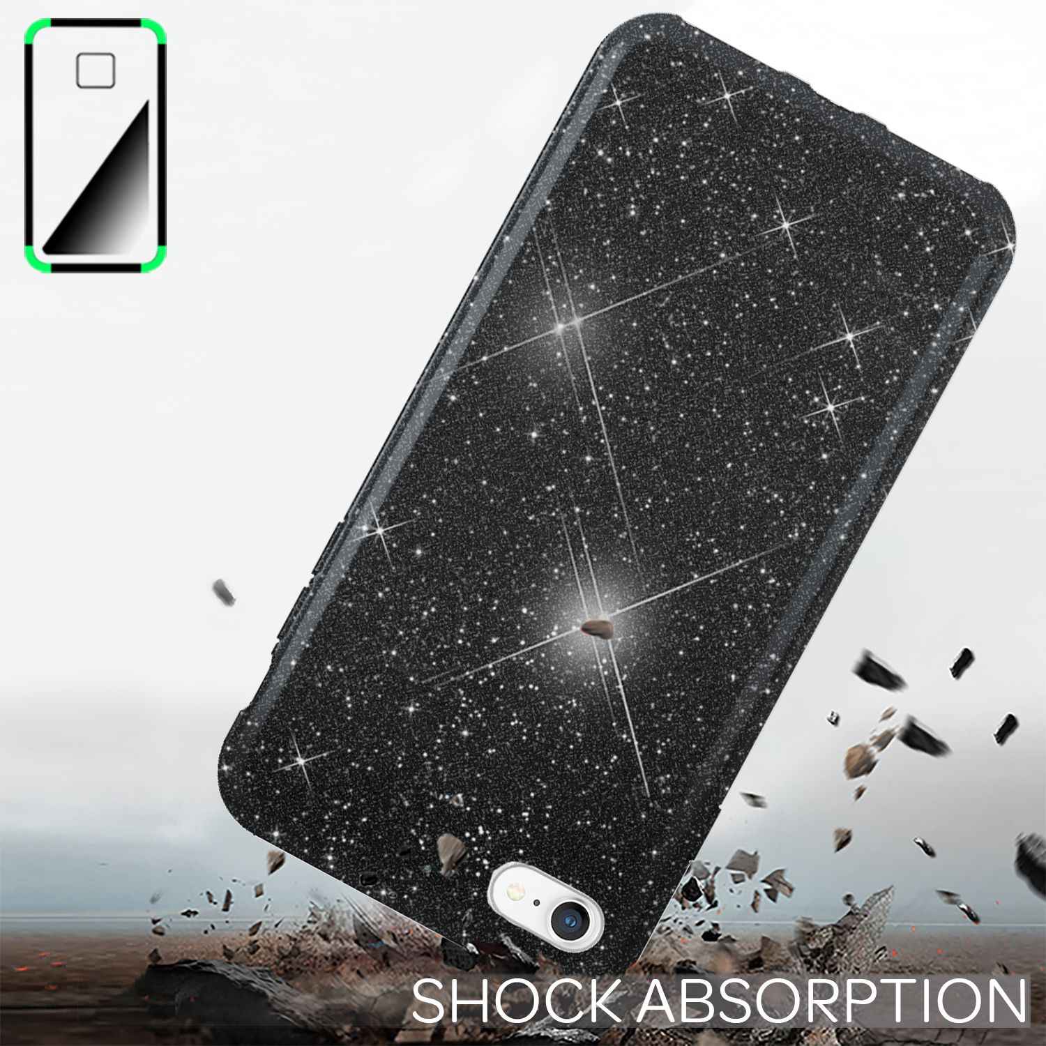 NALIA iPhone SE 2022 / SE 2020 / iP 8 / iP 7 - Glitzer Hülle Bling Case Handy
