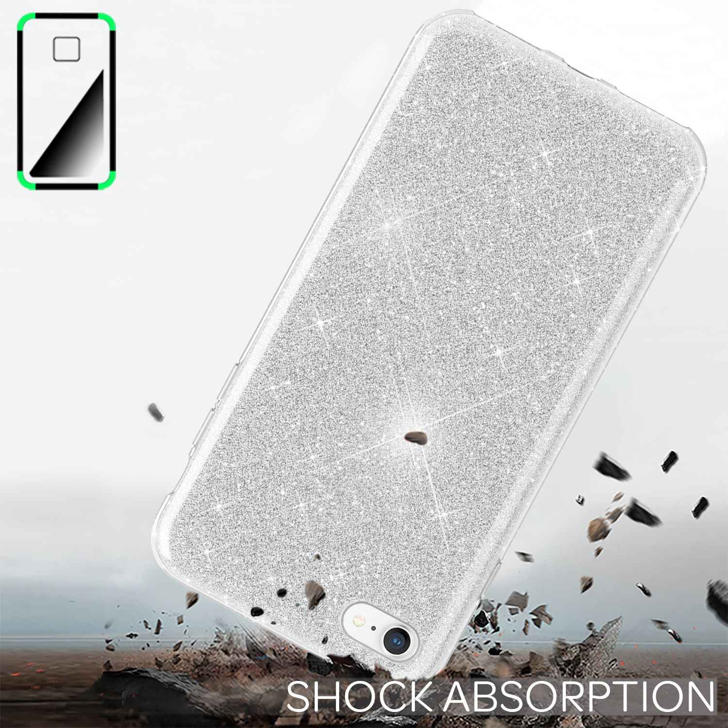 NALIA iPhone SE 2022 / SE 2020 / iP 8 / iP 7 - Glitzer Hülle Bling Case Handy