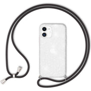 NALIA Glitzer Hülle mit Kette für iPhone 12 mini, Glitter Case Kordel Bling Etui