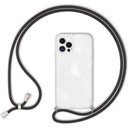 NALIA Glitzer Hülle mit Kette für iPhone 12 Pro Max, Glitter Case Kordel Cover