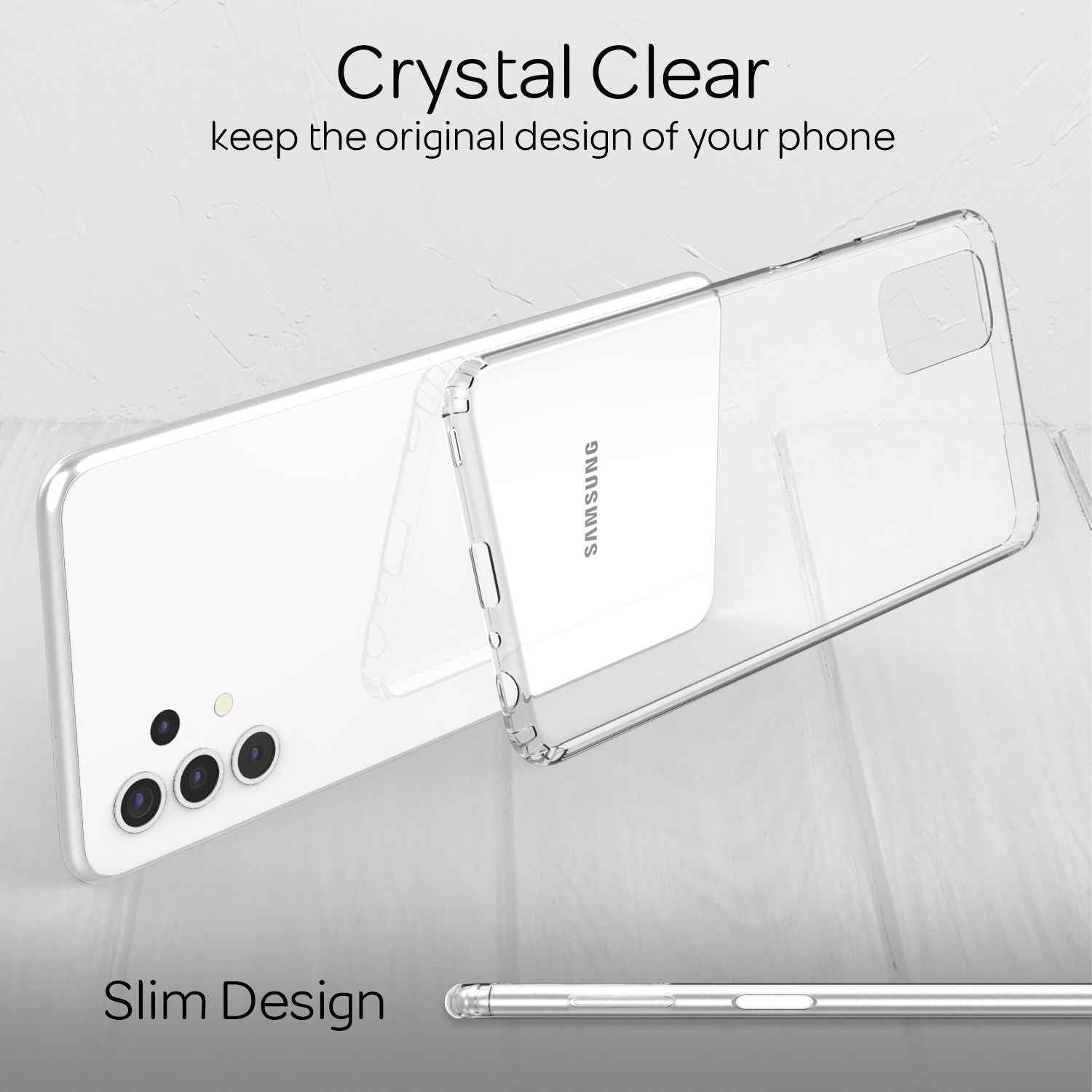 NALIA Klare Handy Hülle für Samsung Galaxy A32 5G, Transparent Hard Back Cover