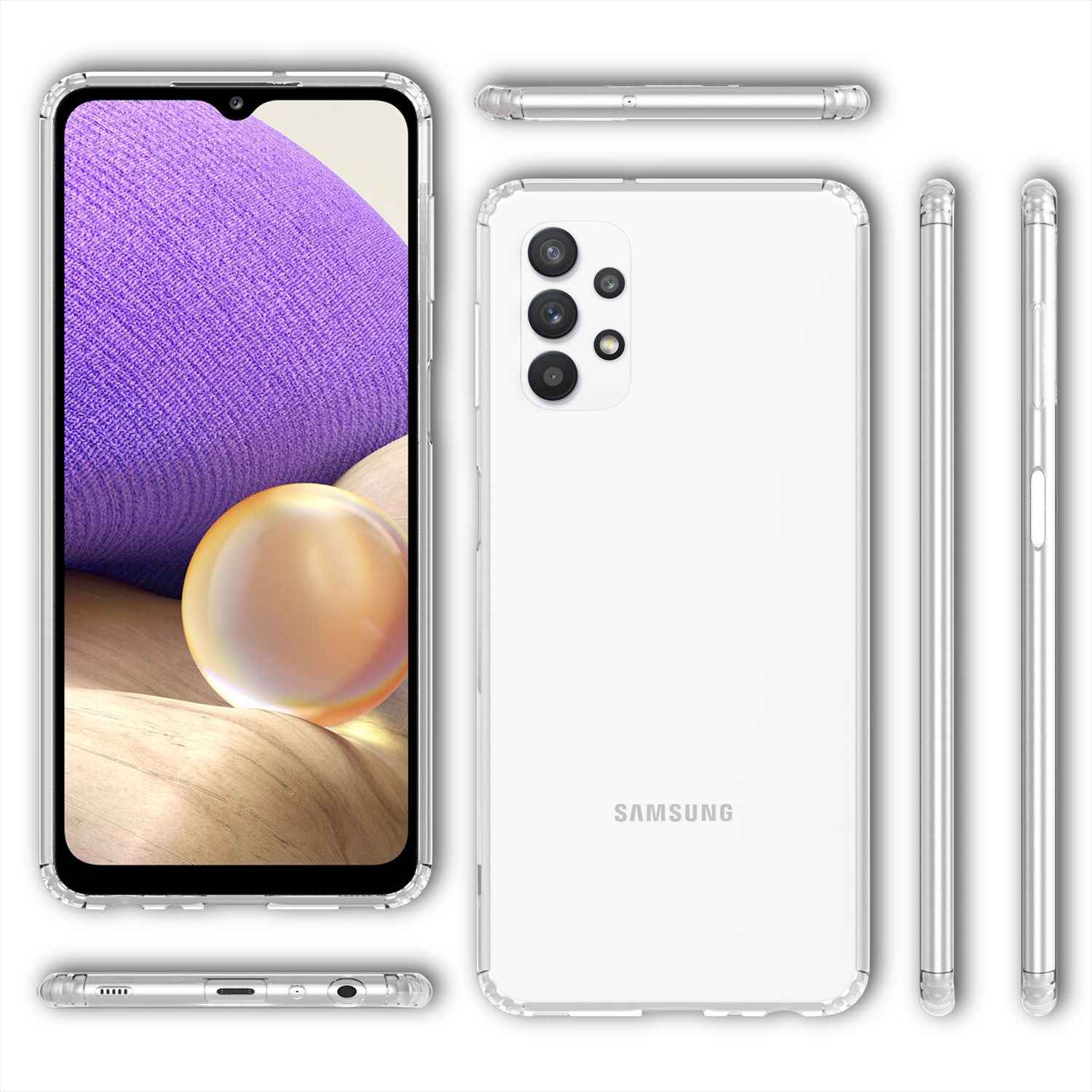 NALIA Klare Handy Hülle für Samsung Galaxy A32 5G, Transparent Hard Back Cover