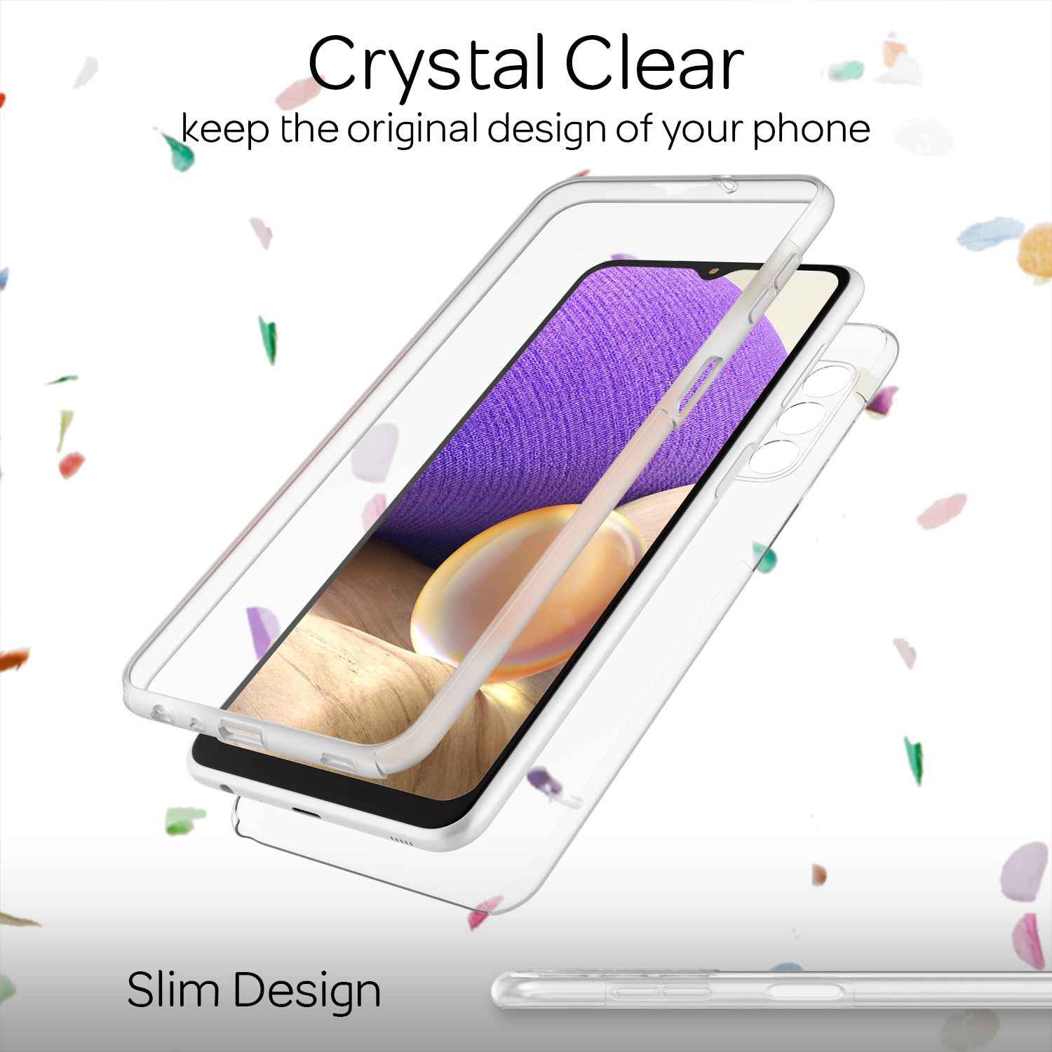 NALIA 360 Grad Handy Hülle für Samsung Galaxy A32 5G, Transparente Schutz Cover