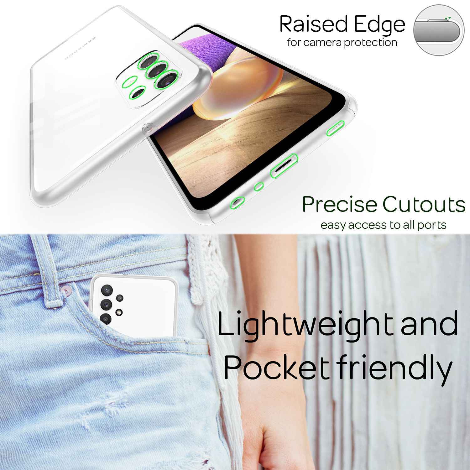 NALIA 360 Grad Handy Hülle für Samsung Galaxy A32 5G, Transparente Schutz Cover