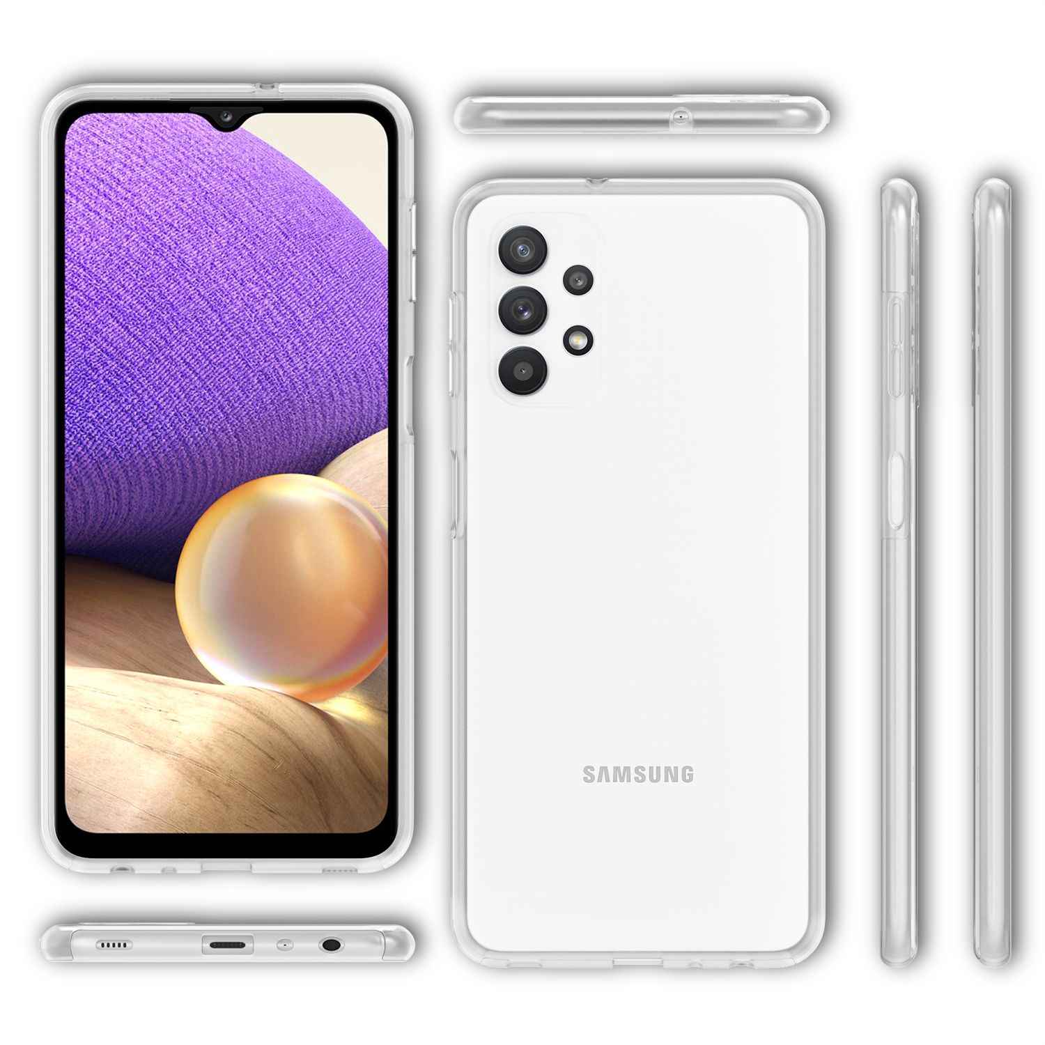 NALIA 360 Grad Handy Hülle für Samsung Galaxy A32 5G, Transparente Schutz Cover