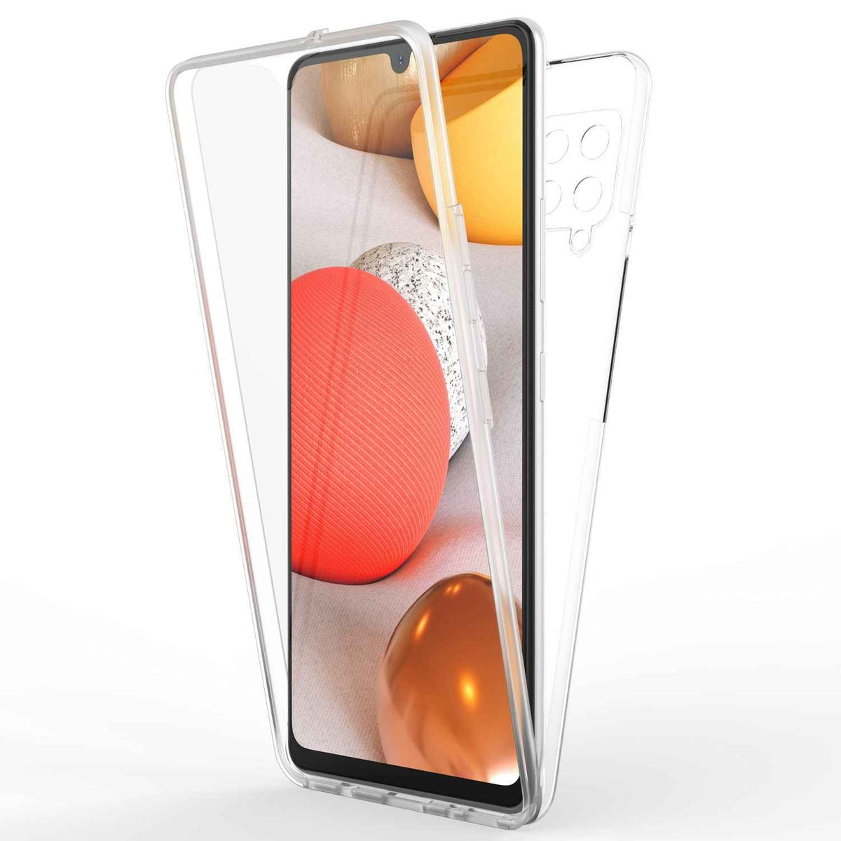 NALIA 360 Grad Handy Hülle für Samsung Galaxy A42 5G, Transparent Case Cover