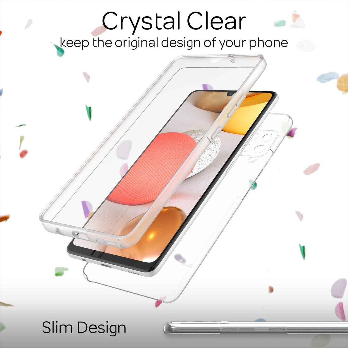NALIA 360 Grad Handy Hülle für Samsung Galaxy A42 5G, Transparent Case Cover