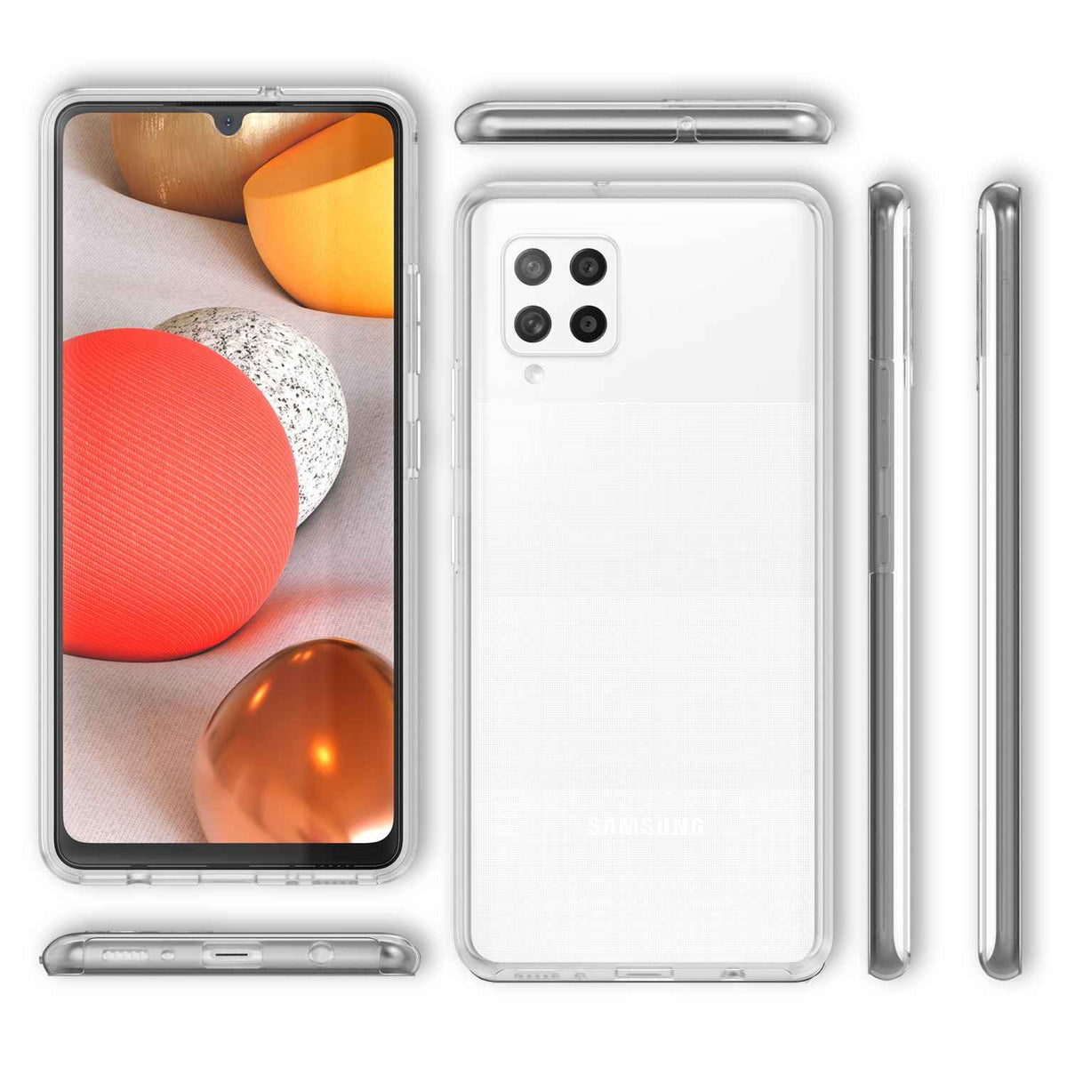 NALIA 360 Grad Handy Hülle für Samsung Galaxy A42 5G, Transparent Case Cover