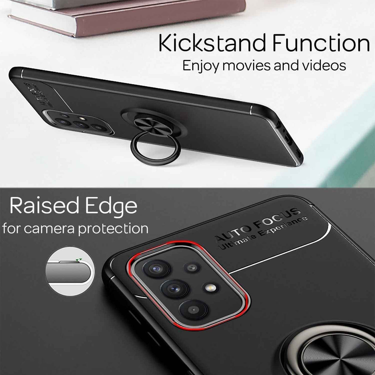 NALIA Ring Handy Hülle für Samsung Galaxy A32 5G, Silikon Cover 360 Grad Halter