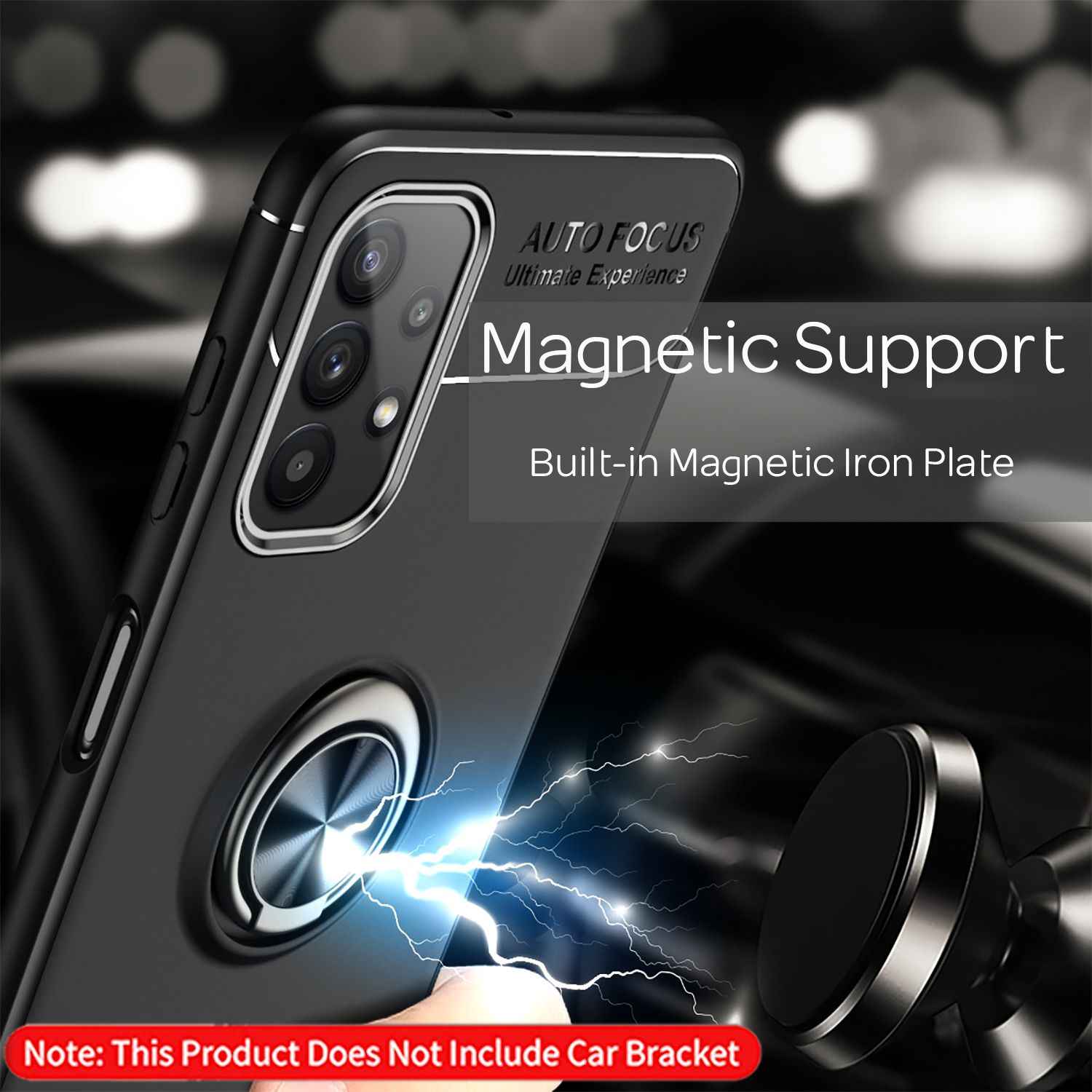 NALIA Ring Handy Hülle für Samsung Galaxy A32 5G, Silikon Cover 360 Grad Halter