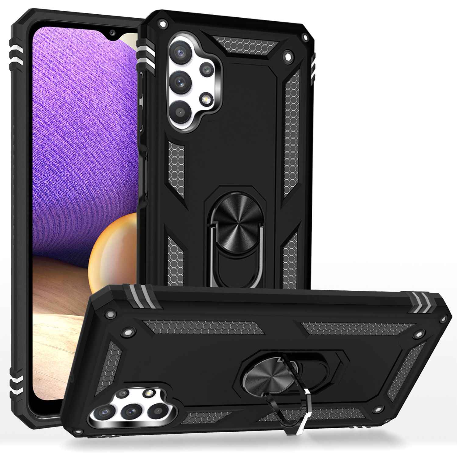 NALIA Ring Handy Hülle für Samsung Galaxy A32 5G, Cover mit 360° Finger Halter