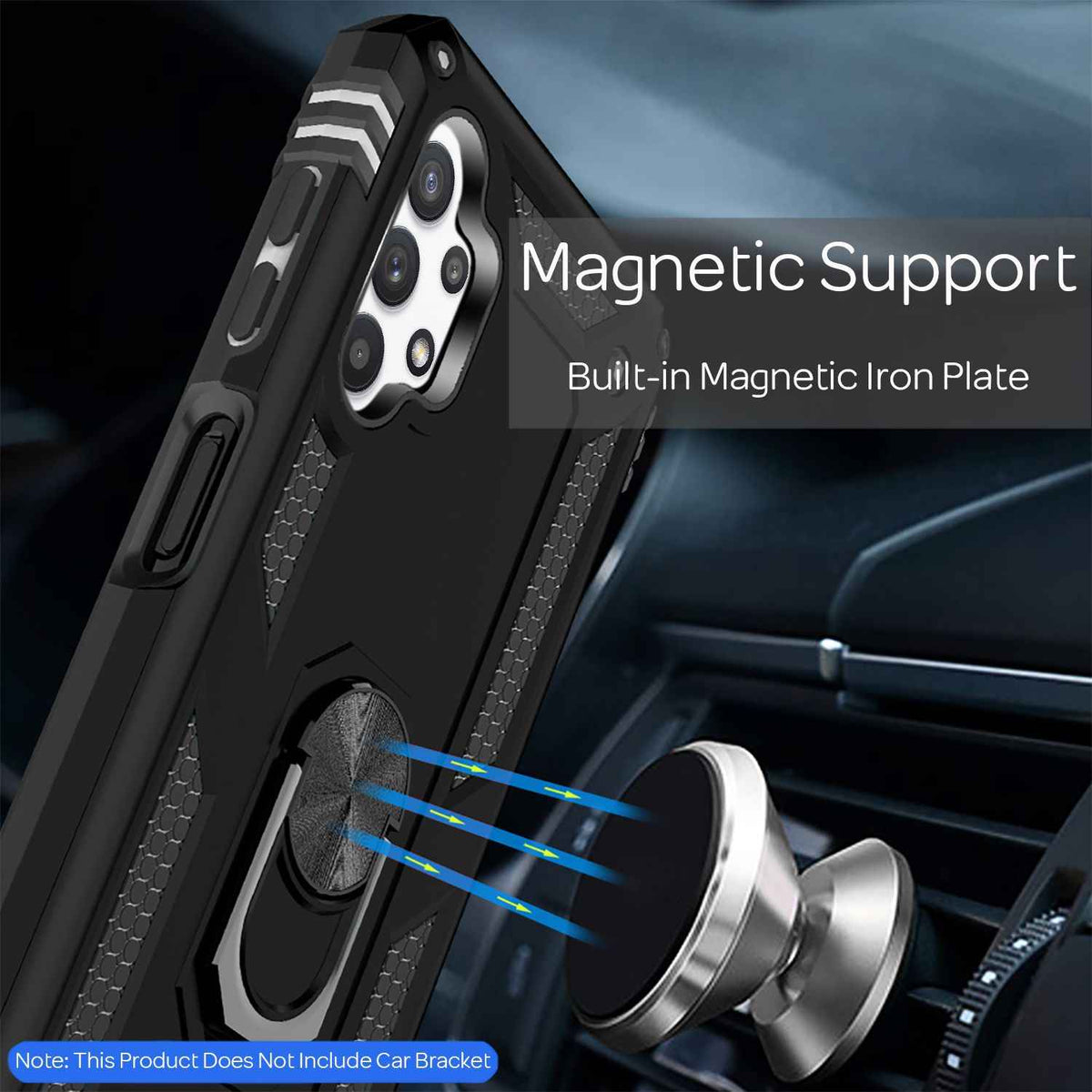 NALIA Ring Handy Hülle für Samsung Galaxy A32 5G, Cover mit 360° Finger Halter