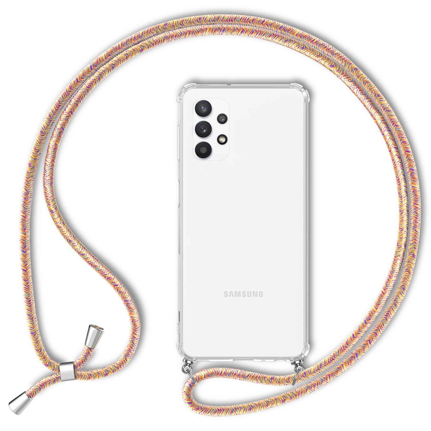 NALIA Handy Hülle mit Kette für Samsung Galaxy A32 5G, Transparente Schutzhülle