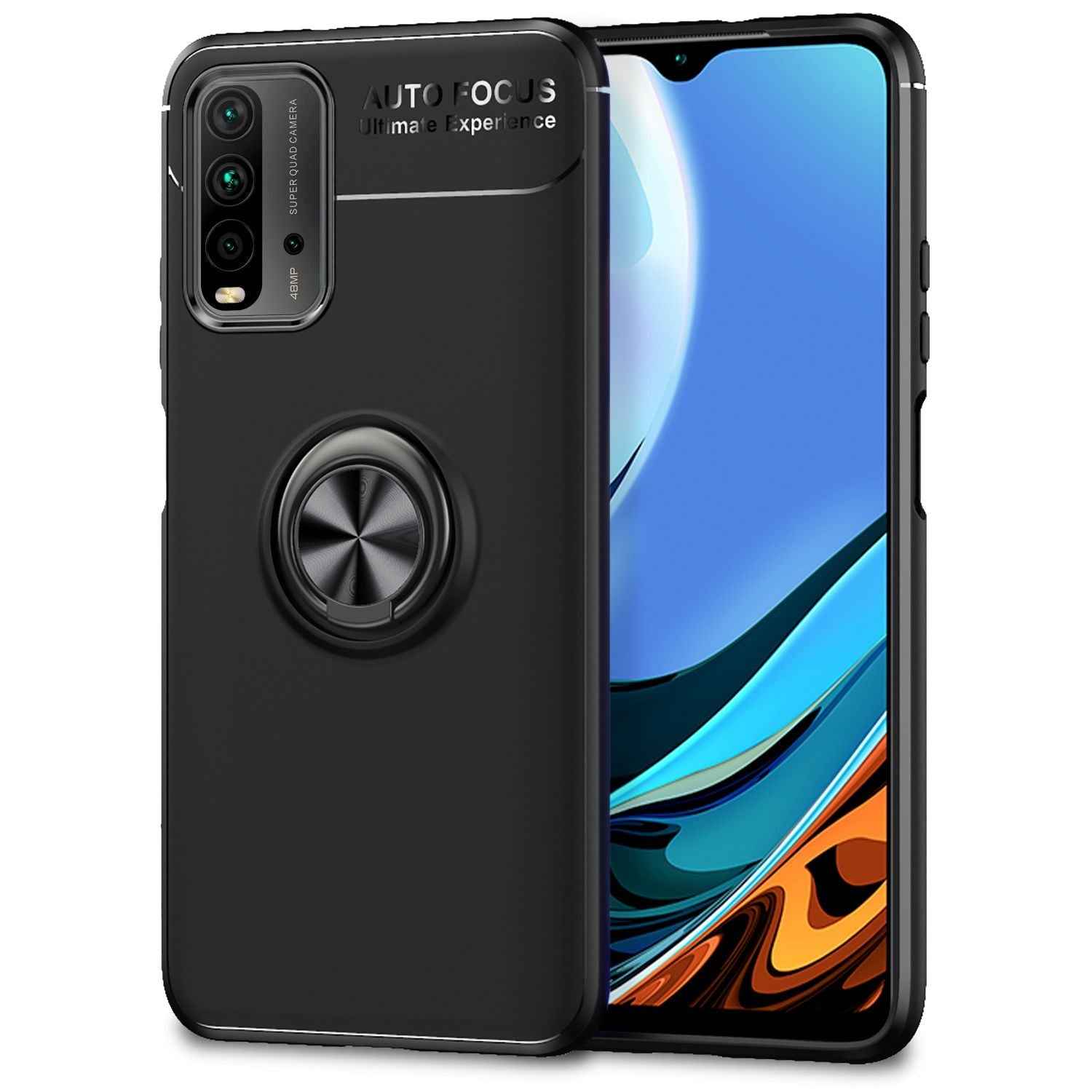NALIA Ring Handyhülle für Xiaomi Redmi 9T, Silikon Cover Schutz Tasche Case Etui