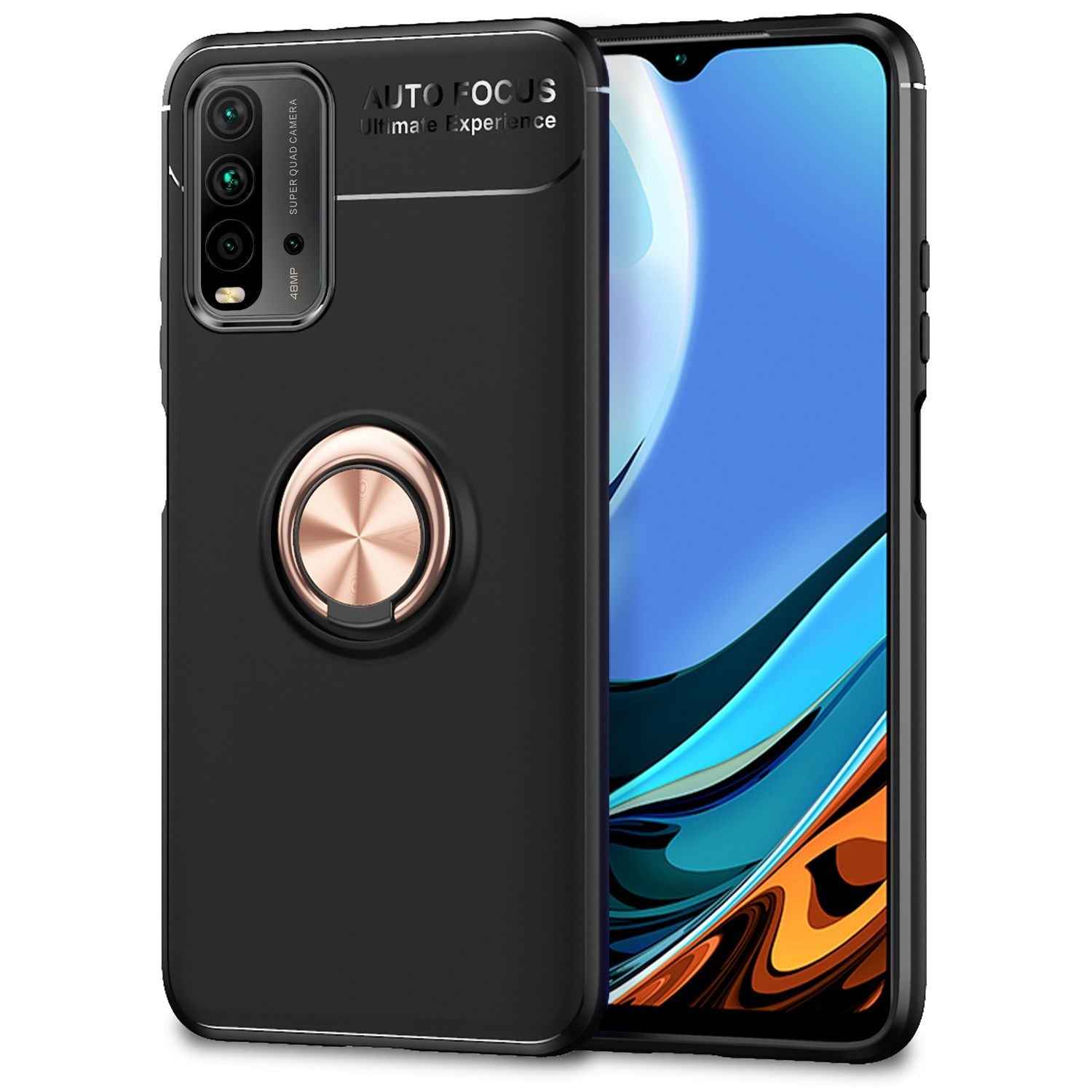 NALIA Ring Handyhülle für Xiaomi Redmi 9T, Silikon Cover Schutz Tasche Case Etui