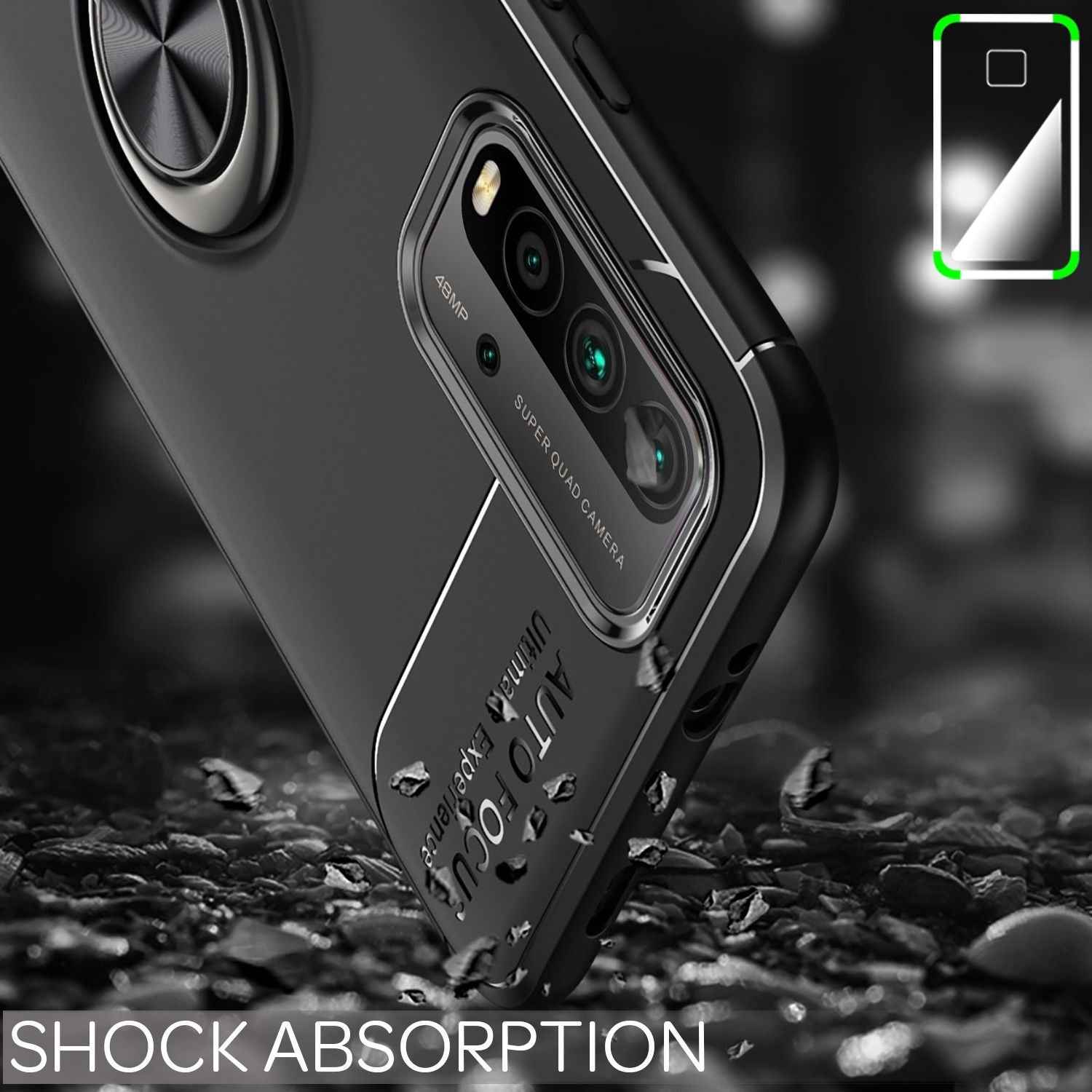 NALIA Ring Handyhülle für Xiaomi Redmi 9T, Silikon Cover Schutz Tasche Case Etui