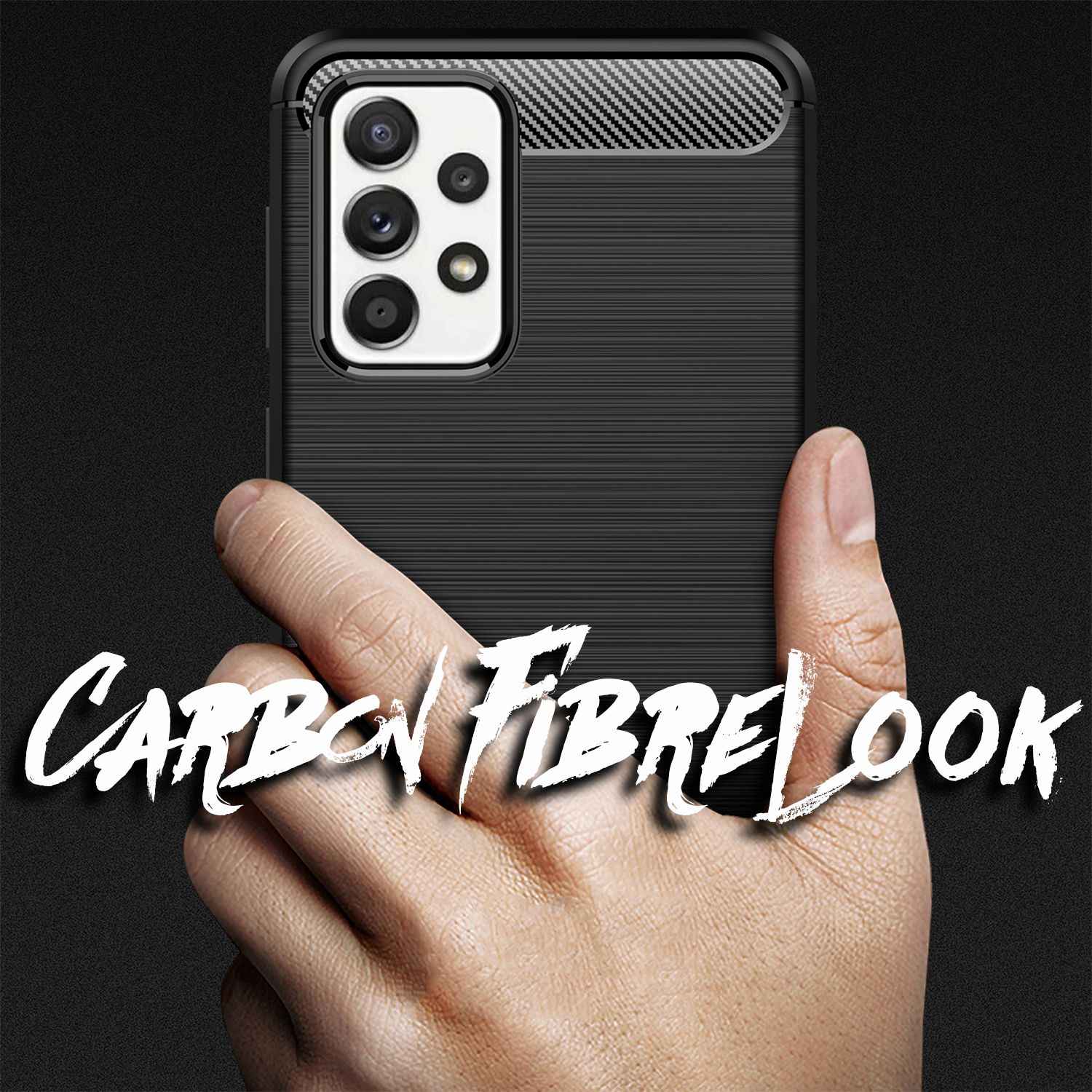 NALIA Case für Samsung Galaxy A52 5G / A52 / A52s 5G, Schwarze Handy Hülle Case