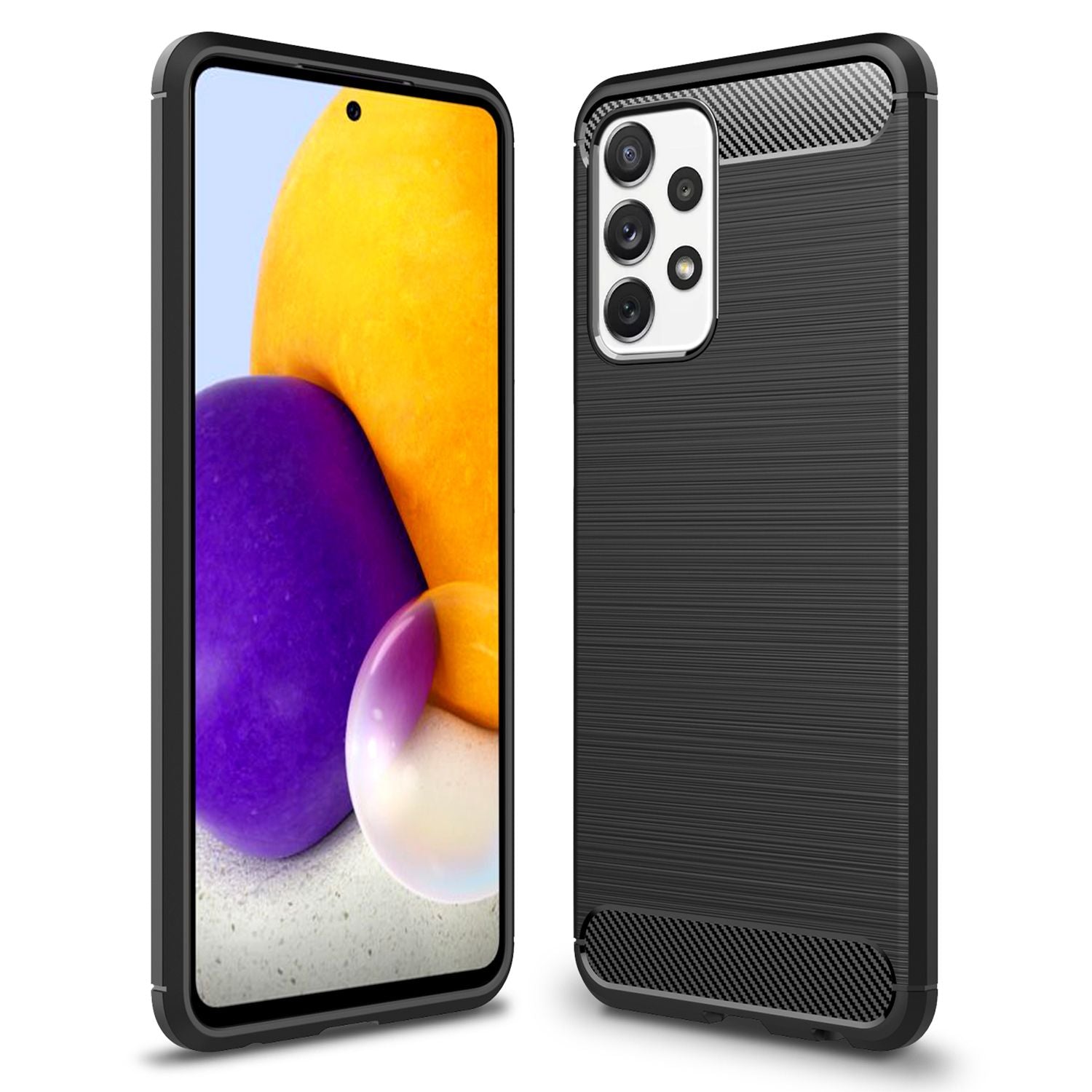 NALIA Design Hülle für Samsung Galaxy A72, Carbon Look, Silikon Cover
