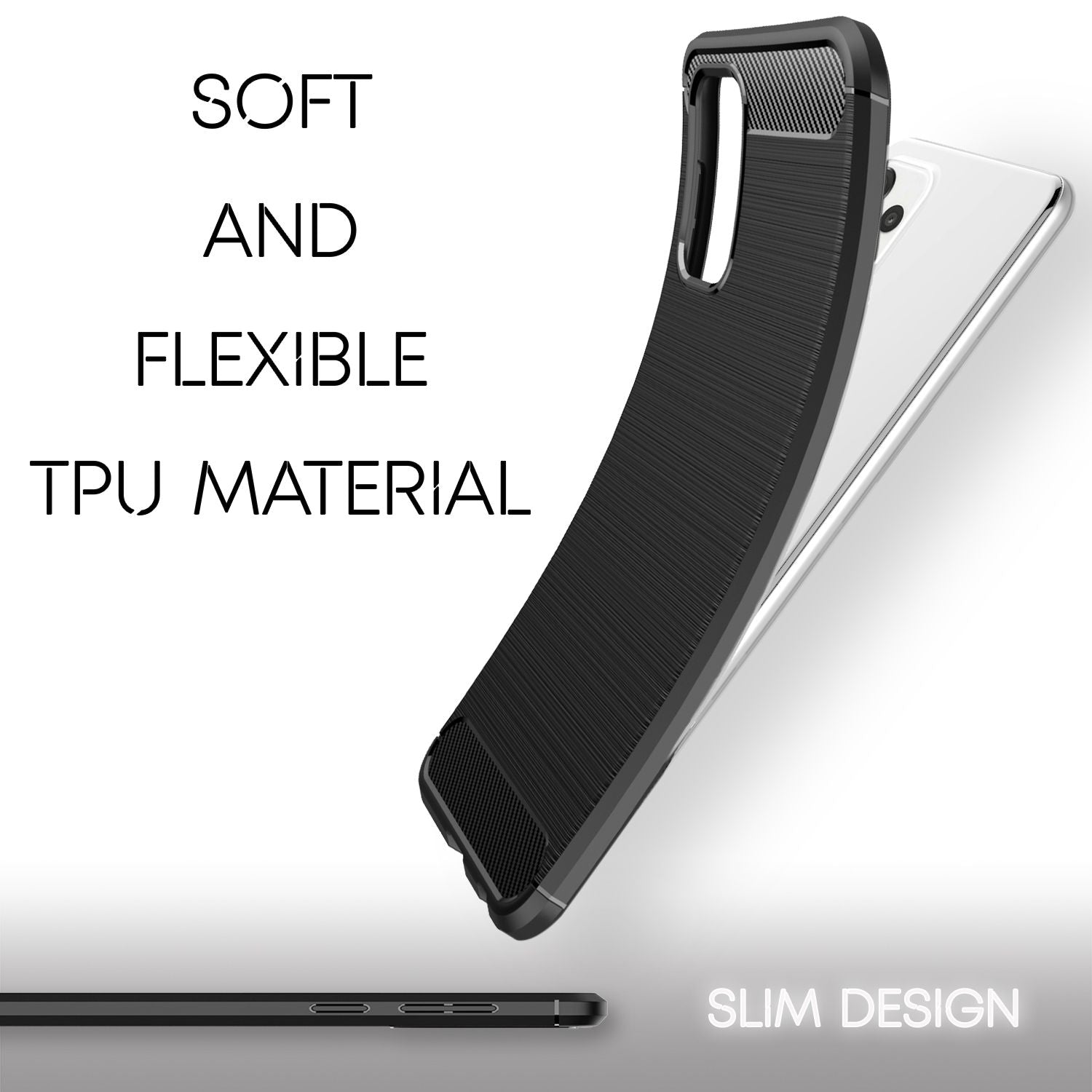 NALIA Design Hülle für Samsung Galaxy A72, Carbon Look, flexible Silikonhülle