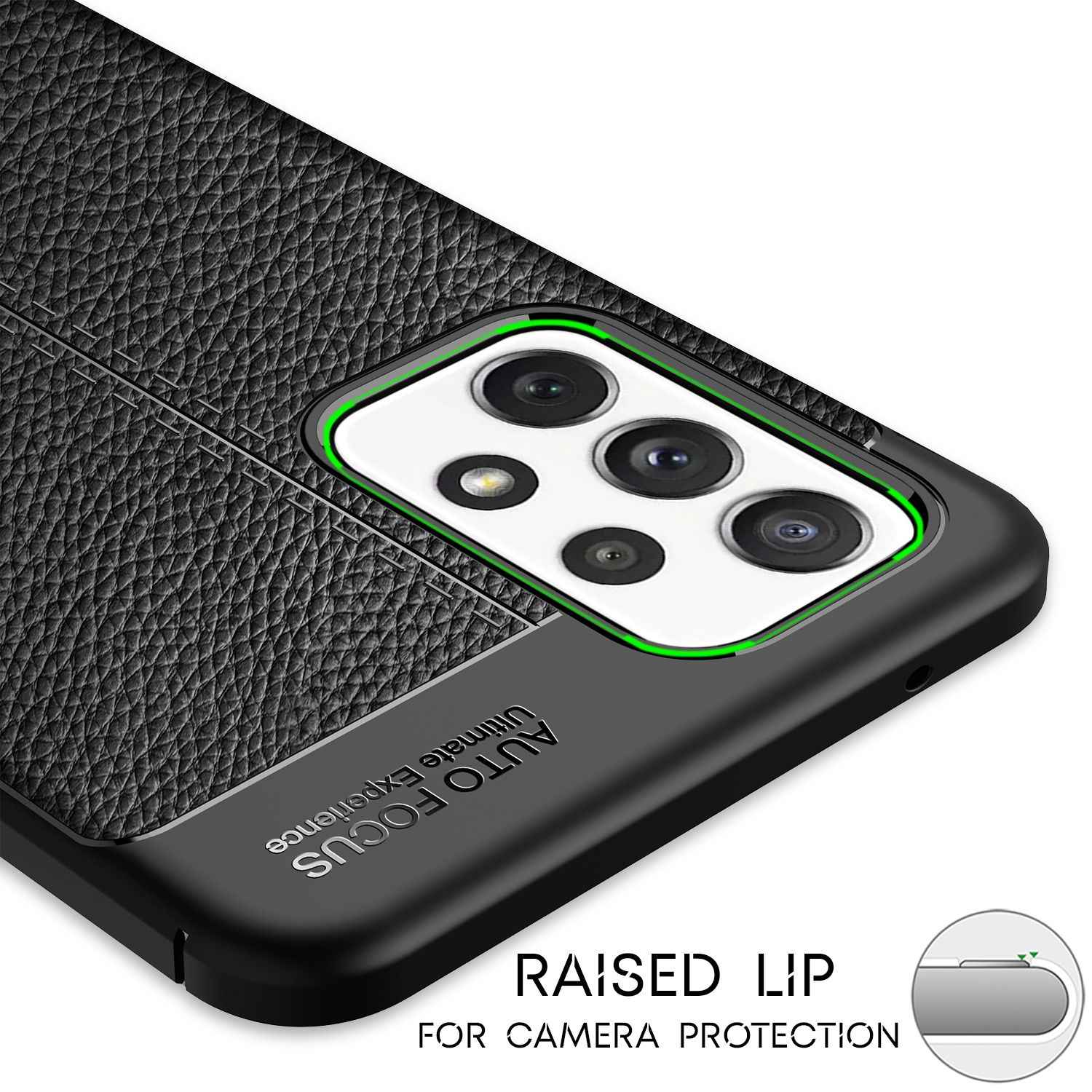 NALIA Design Case für Samsung Galaxy A72, Leder Look Handyhülle Silikon Cover