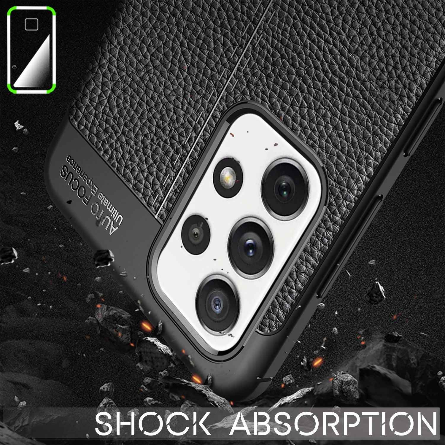 NALIA Design Case für Samsung Galaxy A72, Leder Look Handyhülle Silikon Cover