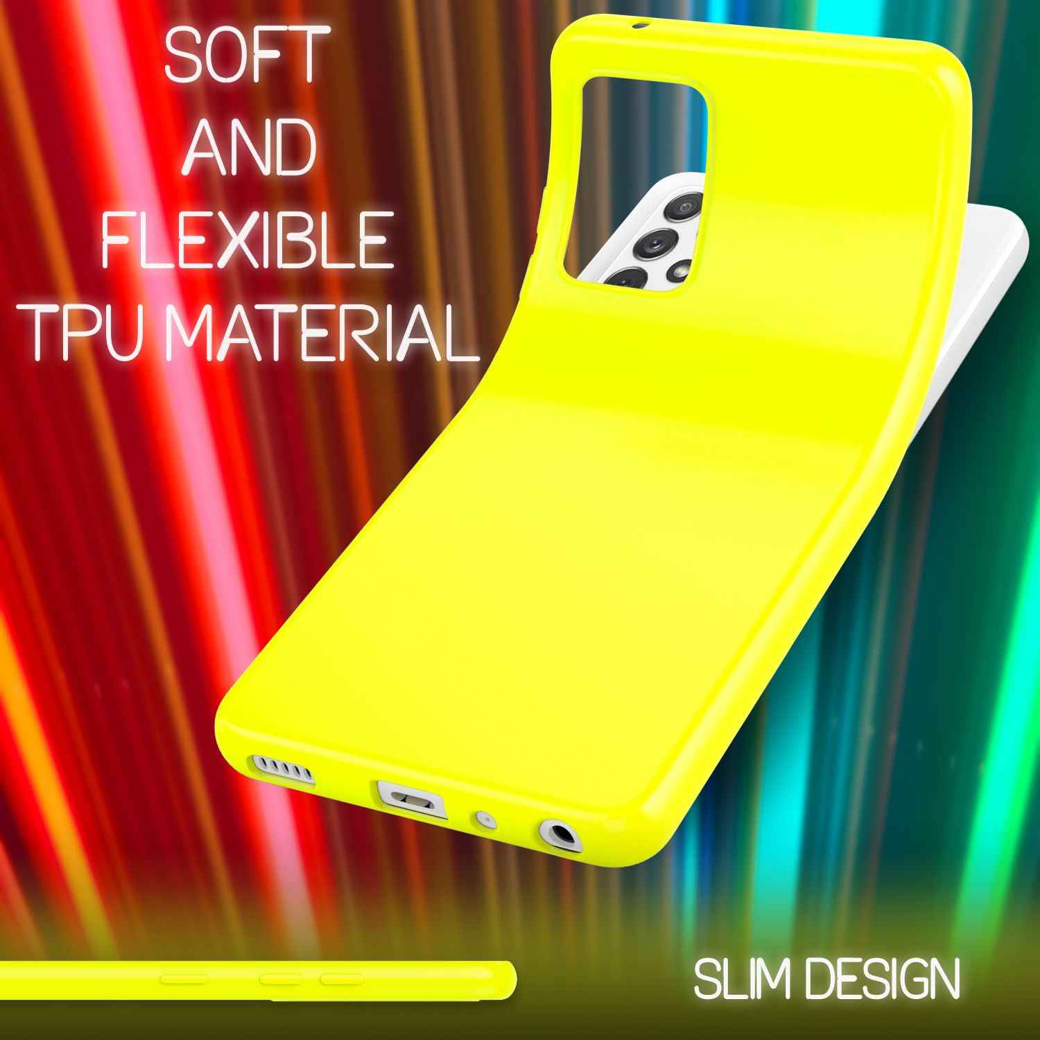NALIA Neon Handy Hülle für Samsung Galaxy A72, Silikon Soft Case Phone Cover
