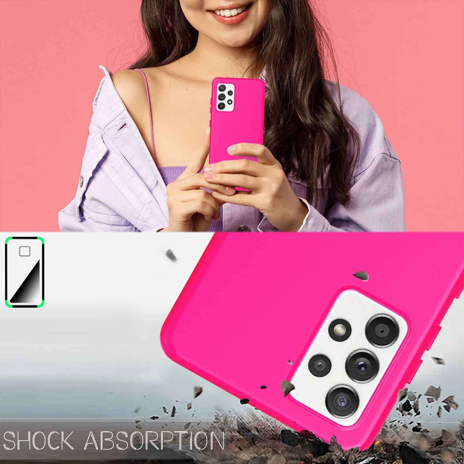 NALIA Neon Handy Hülle für Samsung Galaxy A72, Silikon Soft Case Phone Cover