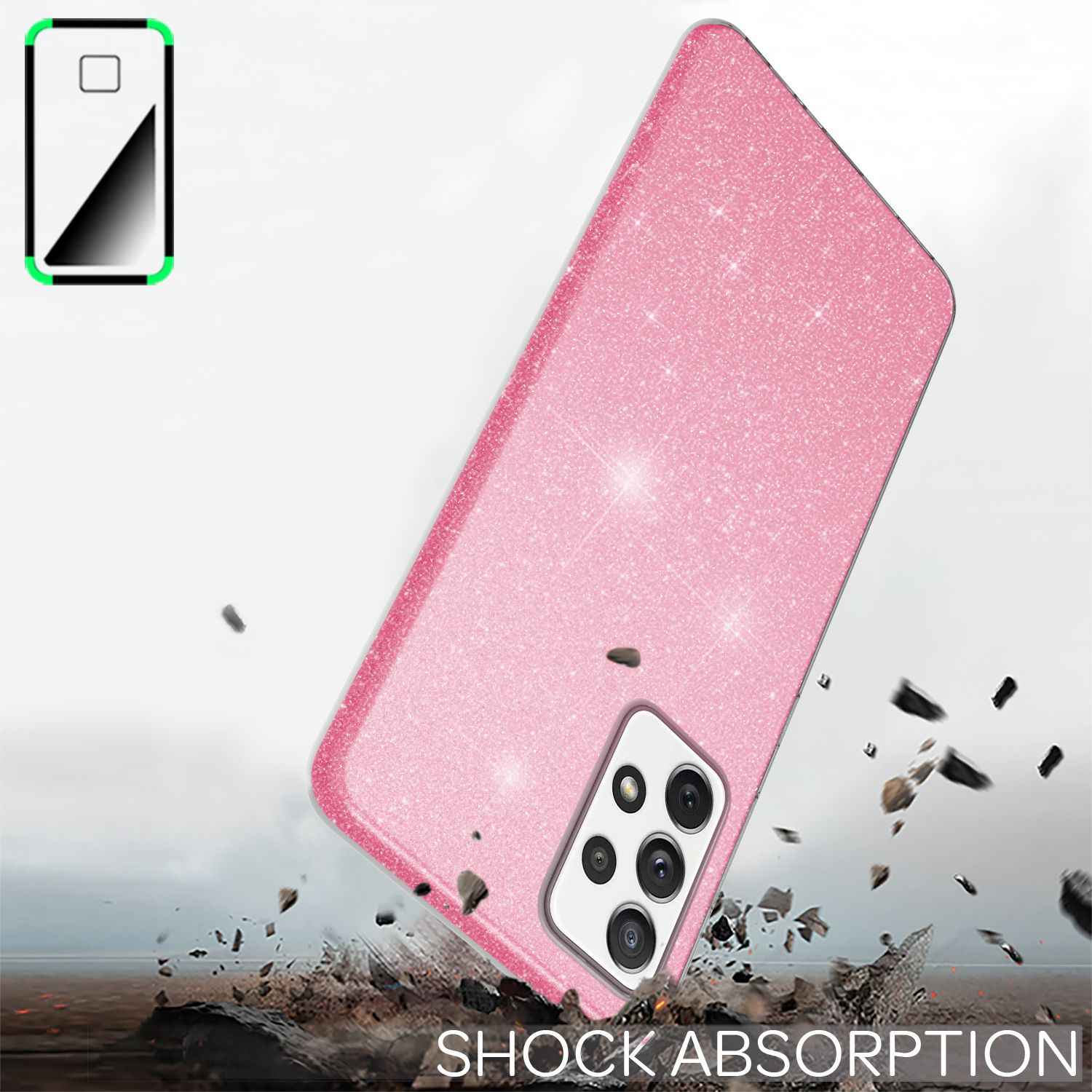 NALIA Glitzer Handy Hülle für Samsung Galaxy A72, Bling Cover Case Glitter Etui