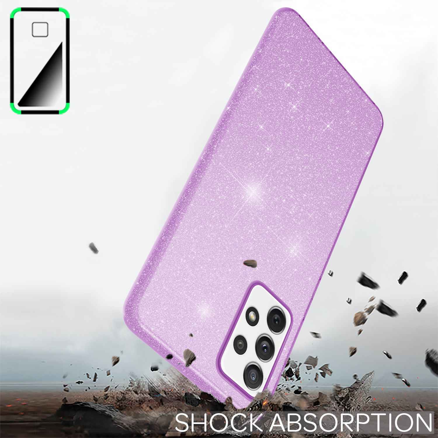 NALIA Glitzer Handy Hülle für Samsung Galaxy A72, Bling Cover Case Glitter Etui