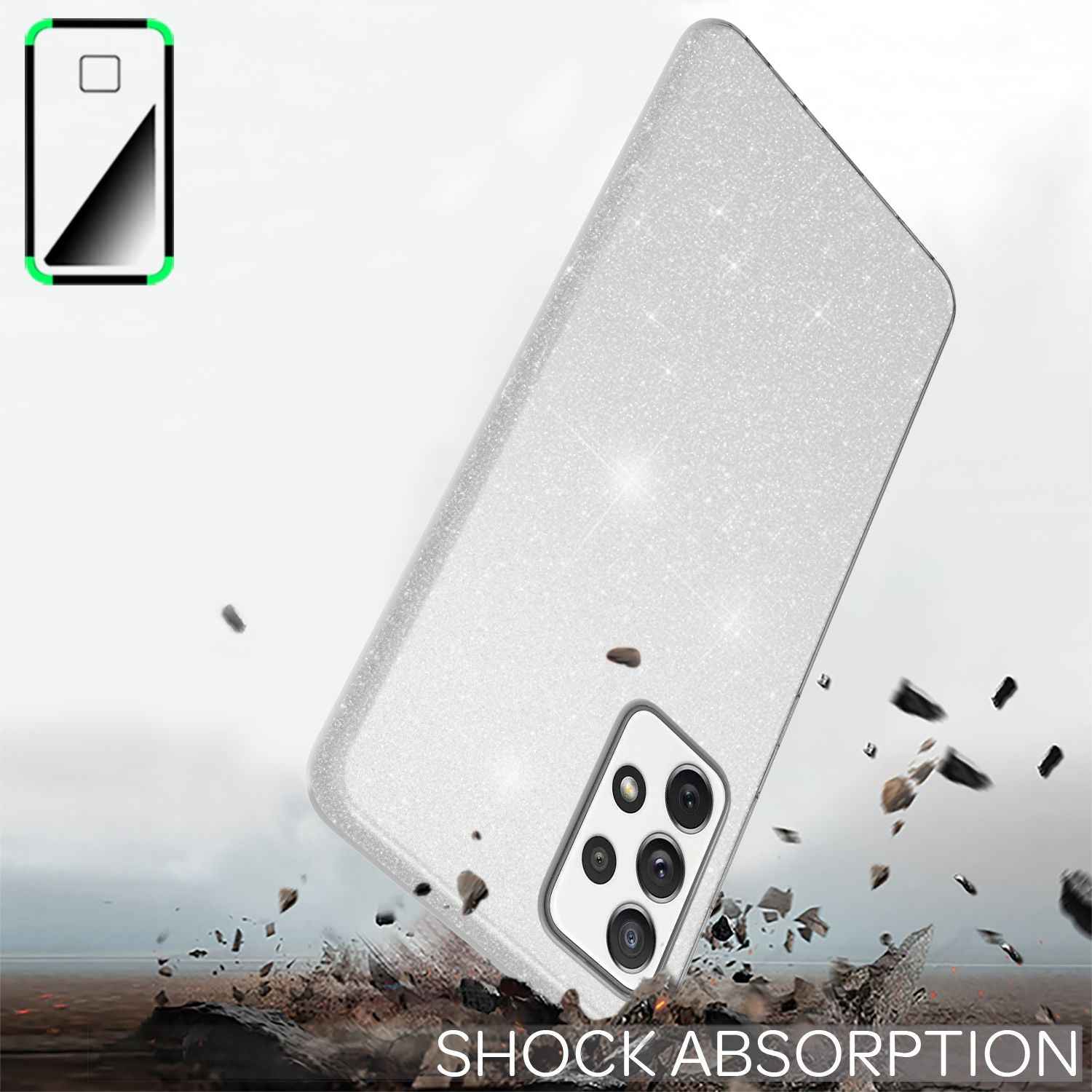 NALIA Glitzer Handy Hülle für Samsung Galaxy A72, Bling Cover Case Glitter Etui