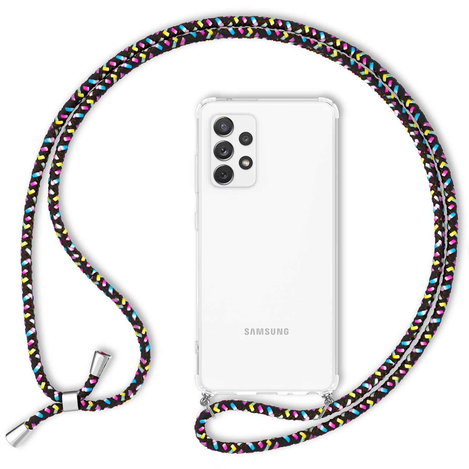 NALIA Handy Hülle mit Kette für Samsung Galaxy A72, Case Cover Umhängen Necklace