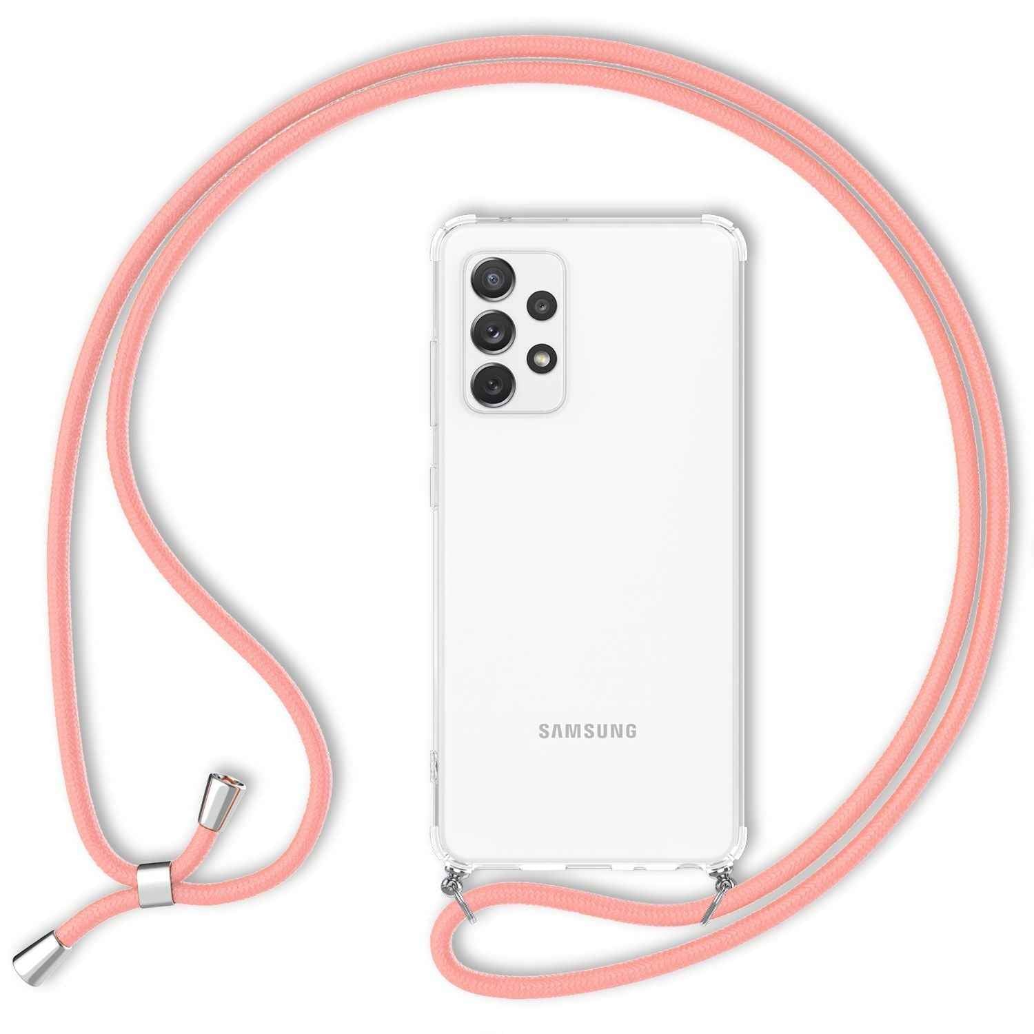 NALIA Handy Hülle mit Kette für Samsung Galaxy A72, Case Cover Umhängen Necklace