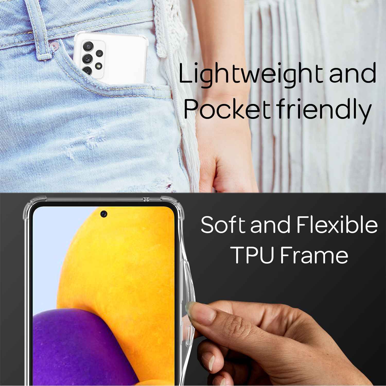 NALIA Handy Hülle mit Kette für Samsung Galaxy A72, Case Cover Umhängen Necklace