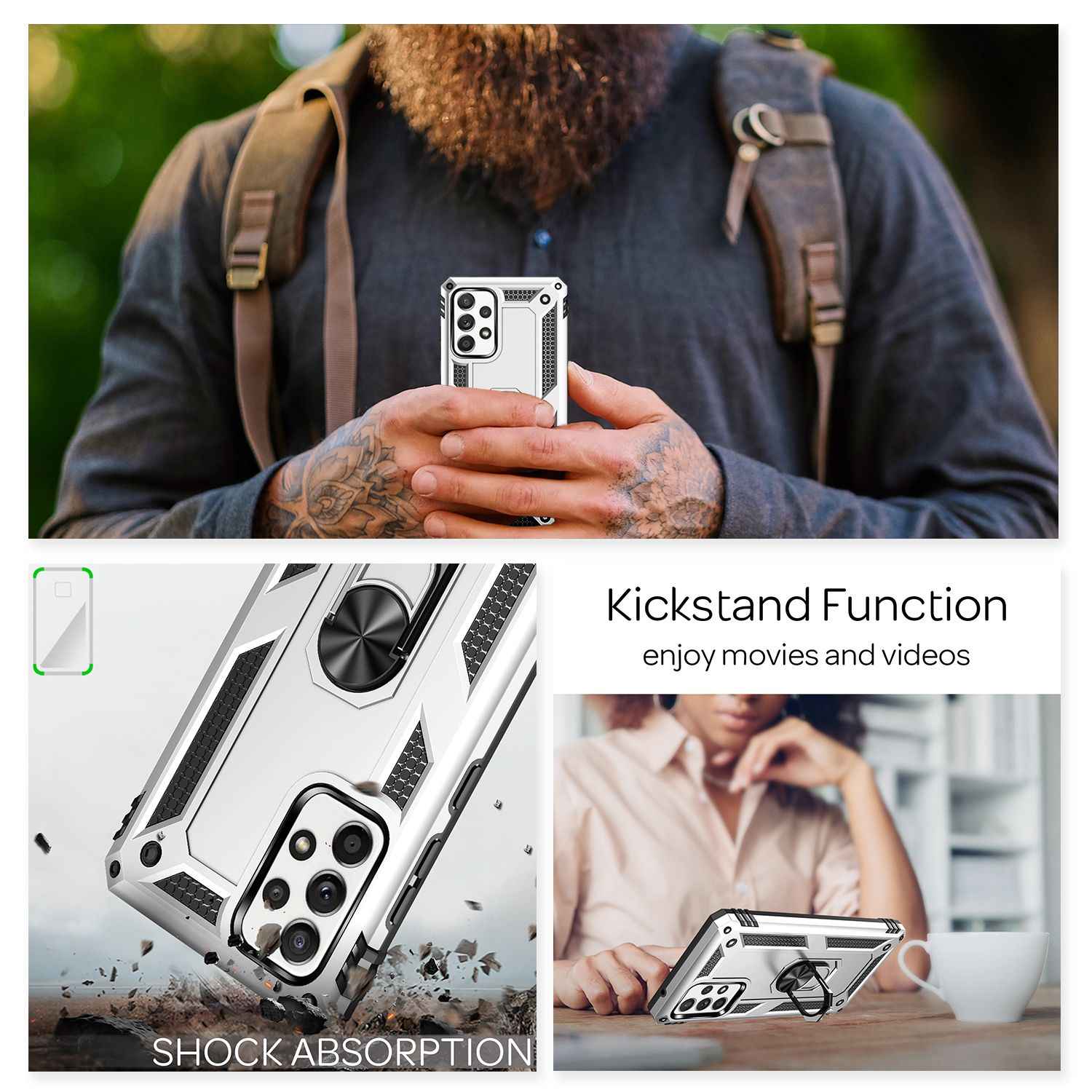 NALIA Ring Handyhülle für Samsung Galaxy A52 5G / A52 / A52s 5G, Kickstand Case